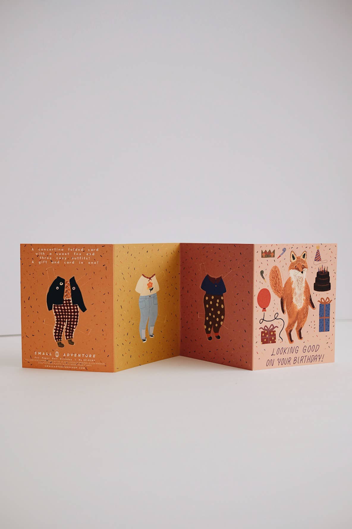 Fox Paper Doll Birthday Card - Box Turtle