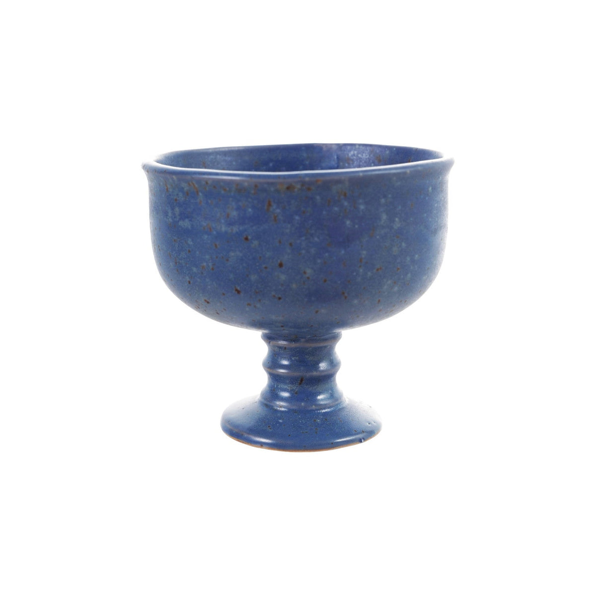 French Blue Stoneware Pedestal Bowl - Box Turtle
