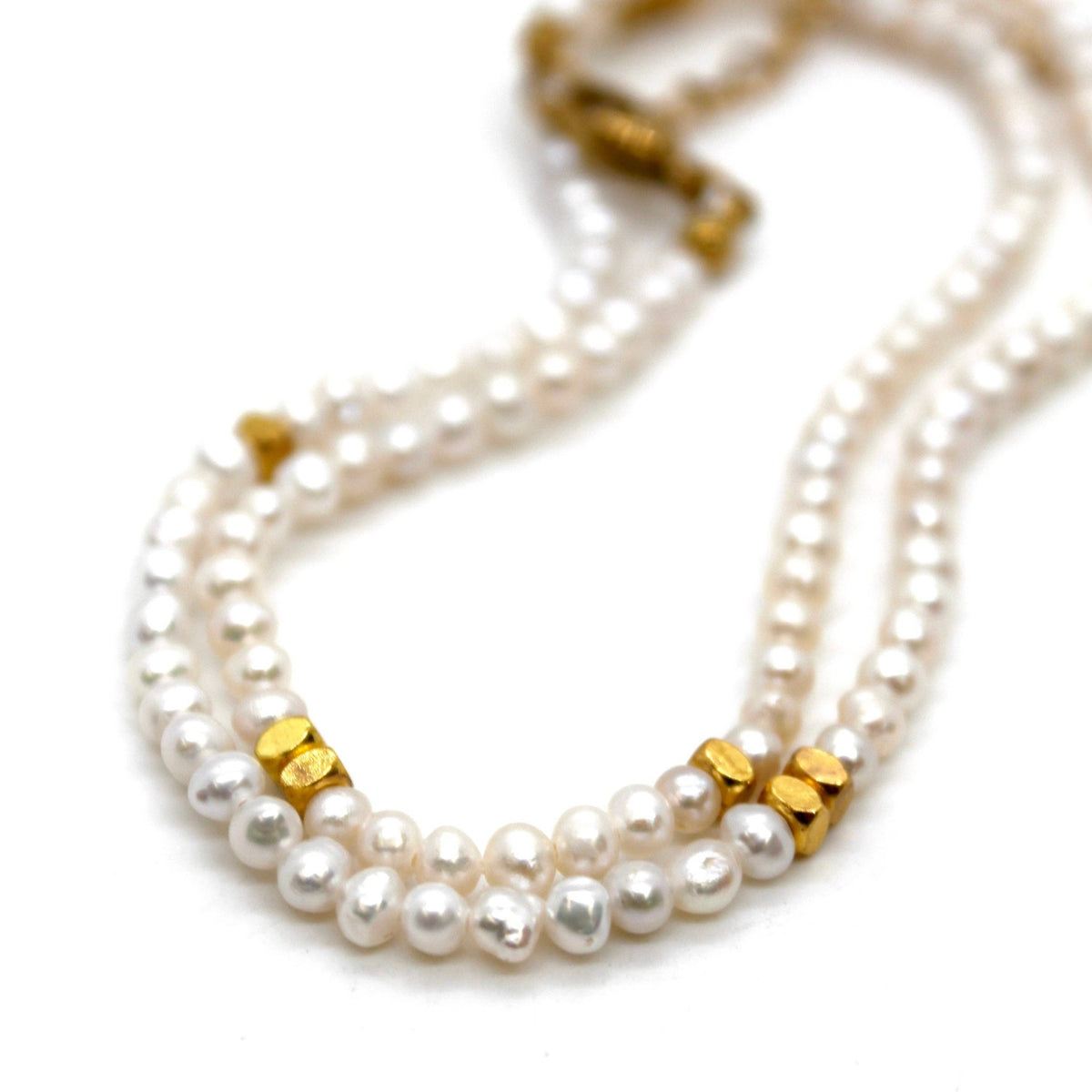 Freshwater Pearl and Gold Luxury Short Necklace - Box Turtle