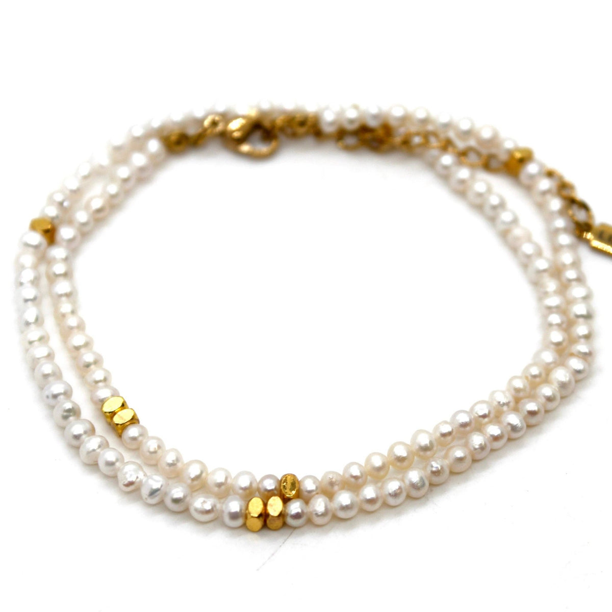 Freshwater Pearl and Gold Luxury Short Necklace - Box Turtle
