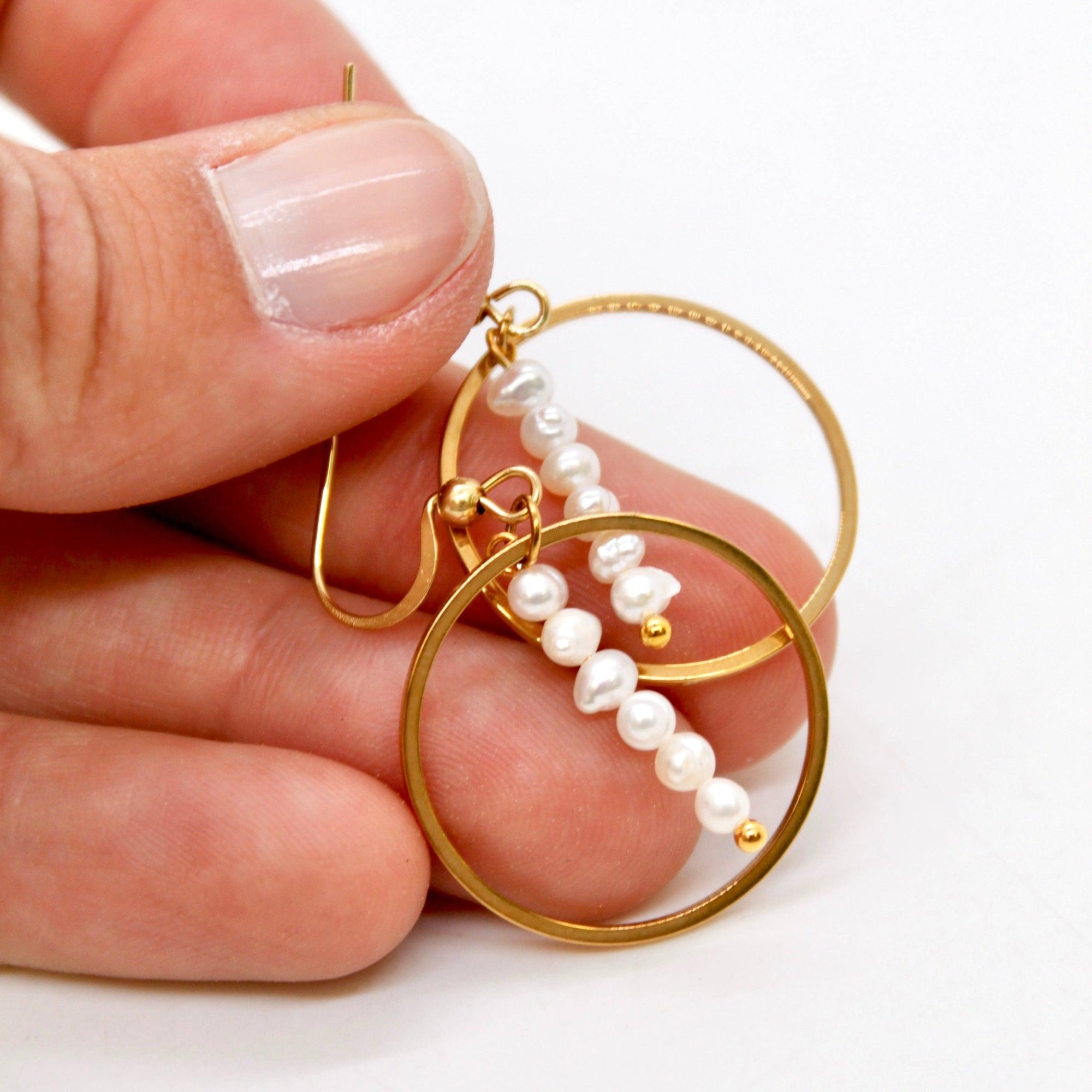 Freshwater Pearl &amp; Gold Hoops - Box Turtle