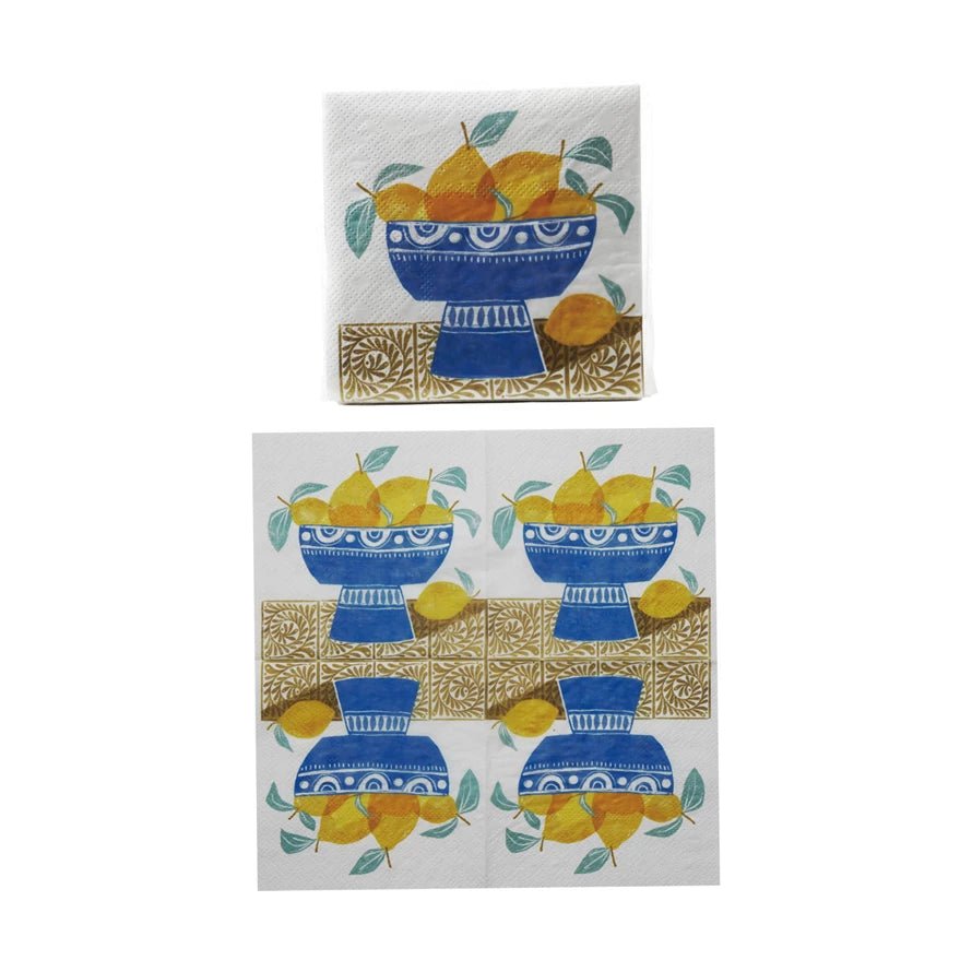 Fruit Bowl Paper Cocktail Napkins - Box Turtle