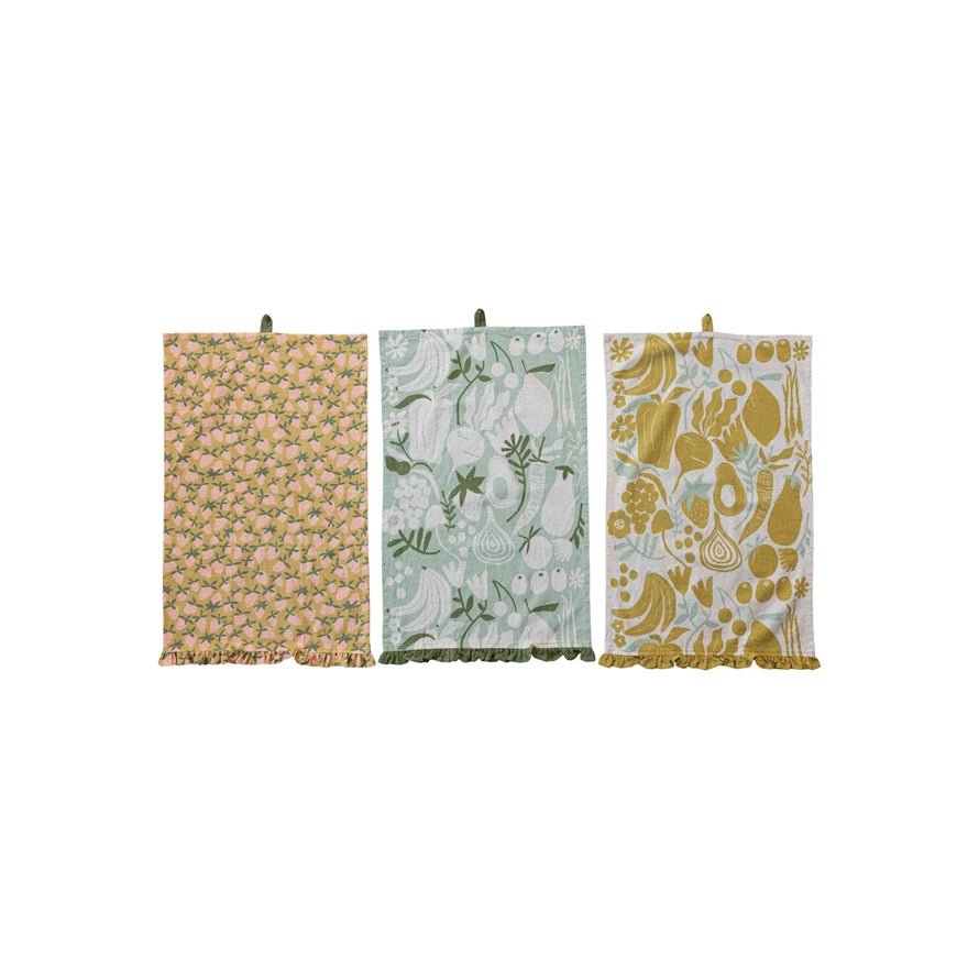 Fruits/Vegetables Printed Tea Towel - Box Turtle