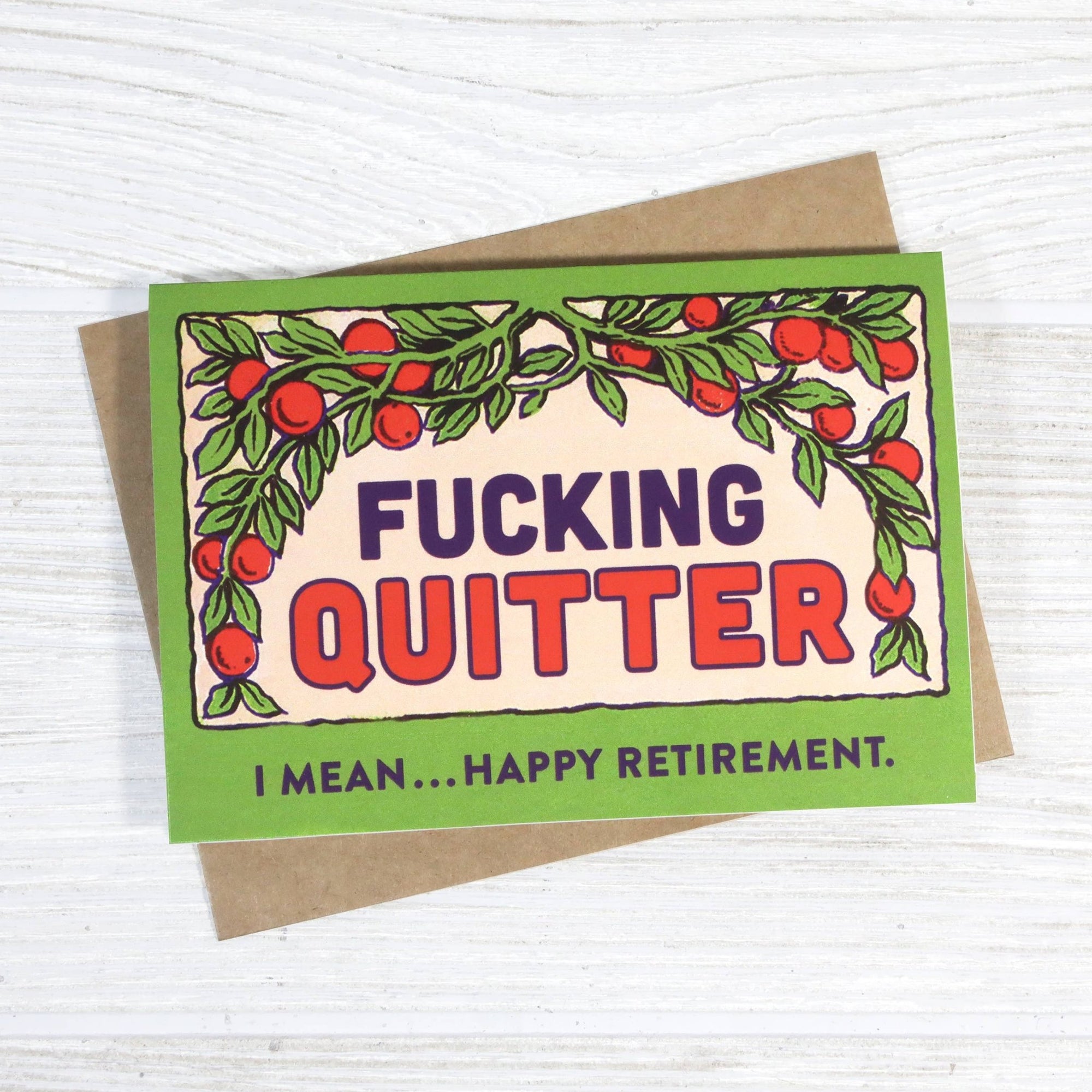 Fucking Quitter Happy Retirement Card - Box Turtle