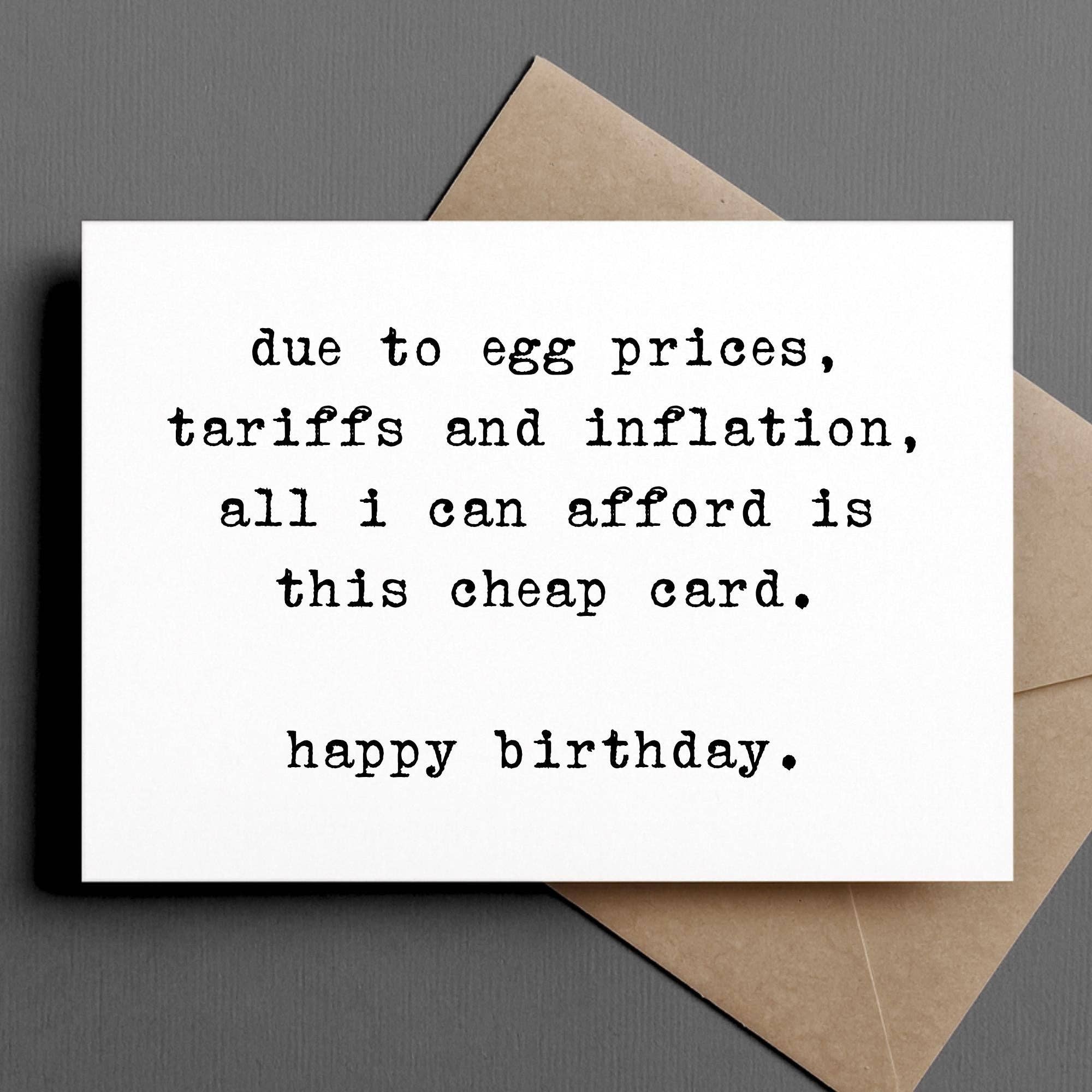 Funny Birthday Card - Egg Prices, Tariffs And Inflation - Box Turtle
