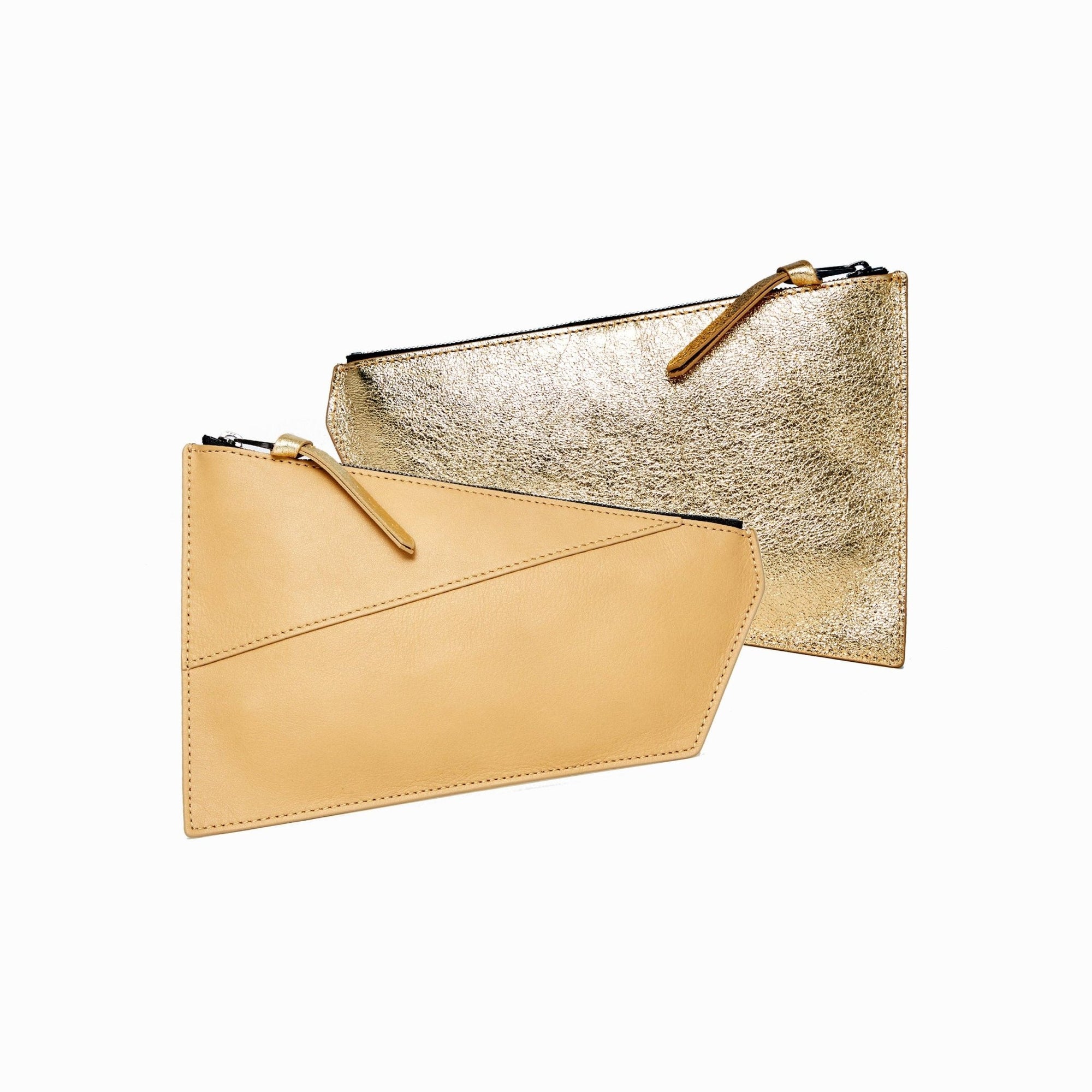 Geometric Pouch - Beige + Gold - Box Turtle