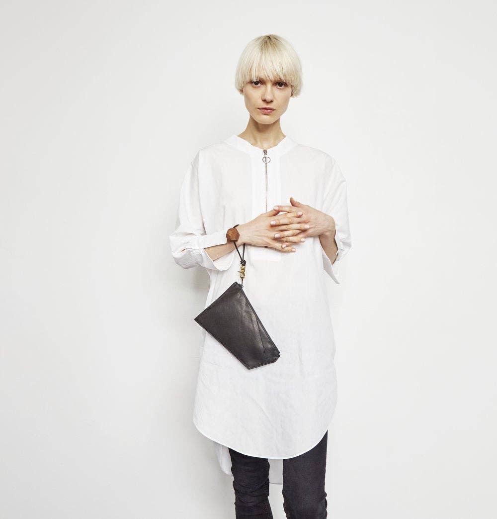 Geometric Pouch - Black + Silver - Box Turtle