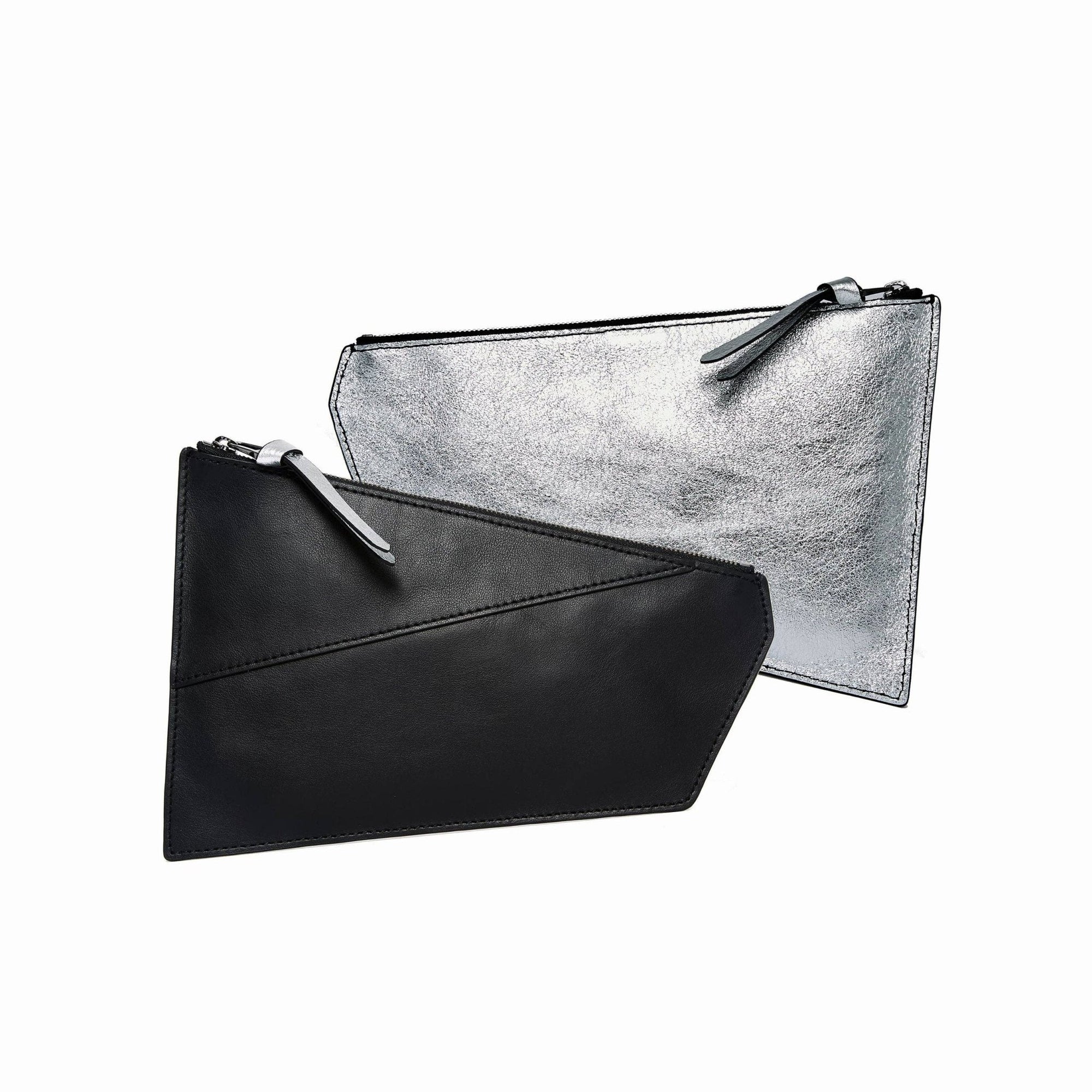 Geometric Pouch - Black + Silver - Box Turtle
