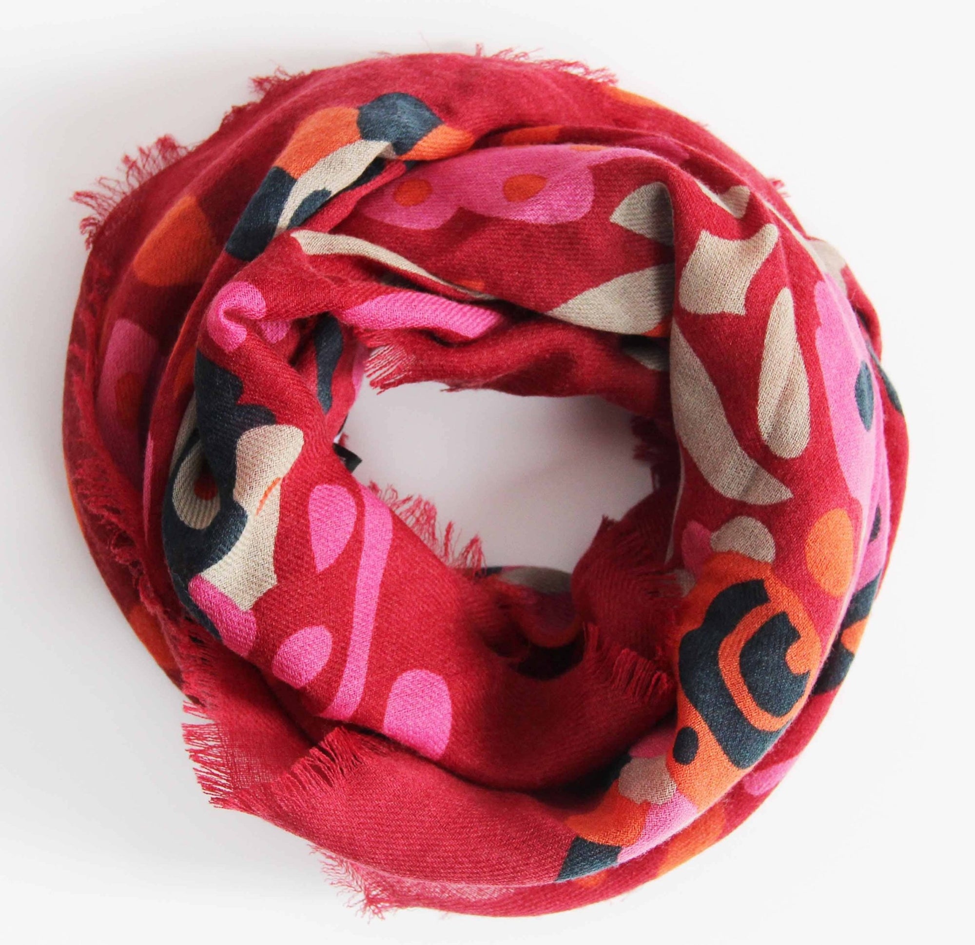 Girandole Red Wool Square Scarf - Box Turtle