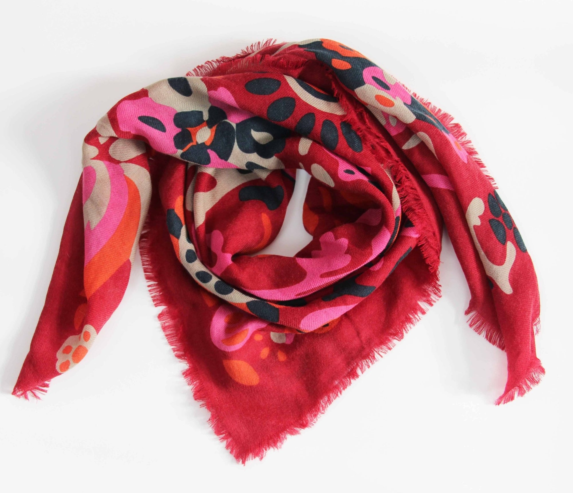 Girandole Red Wool Square Scarf - Box Turtle