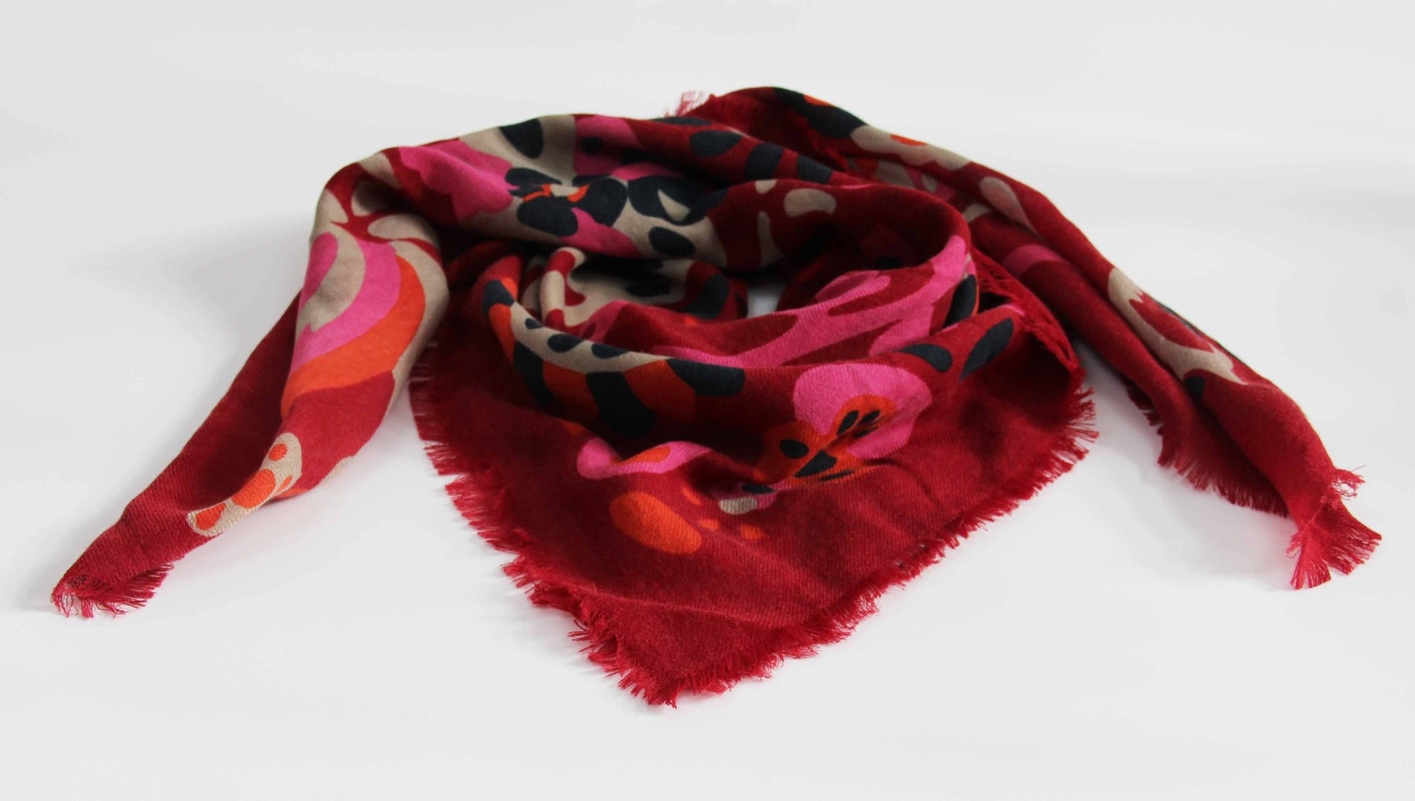 Girandole Red Wool Square Scarf - Box Turtle