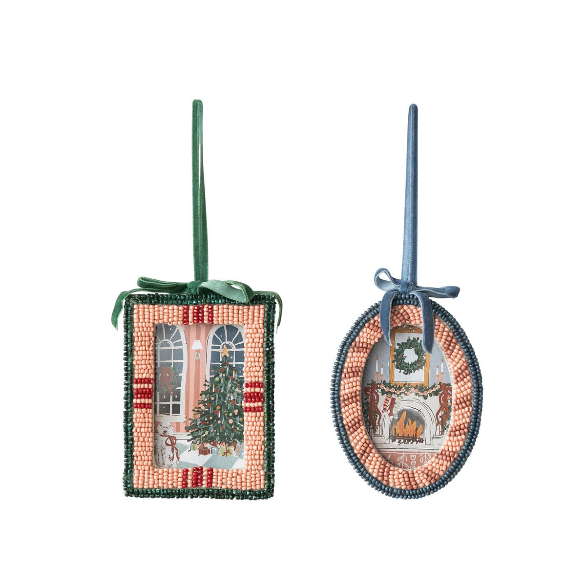 Glass Beaded Frame Ornament - Box Turtle