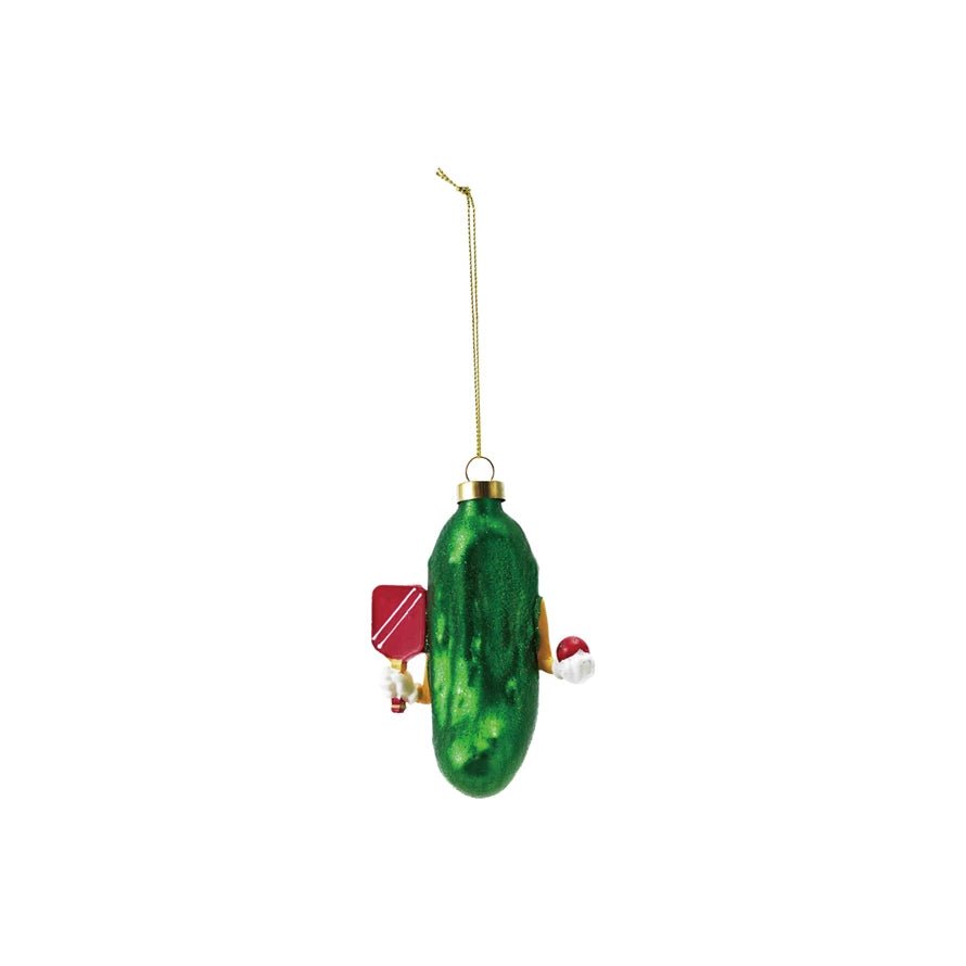 Glass Glitter Pickleball Ornament - Box Turtle