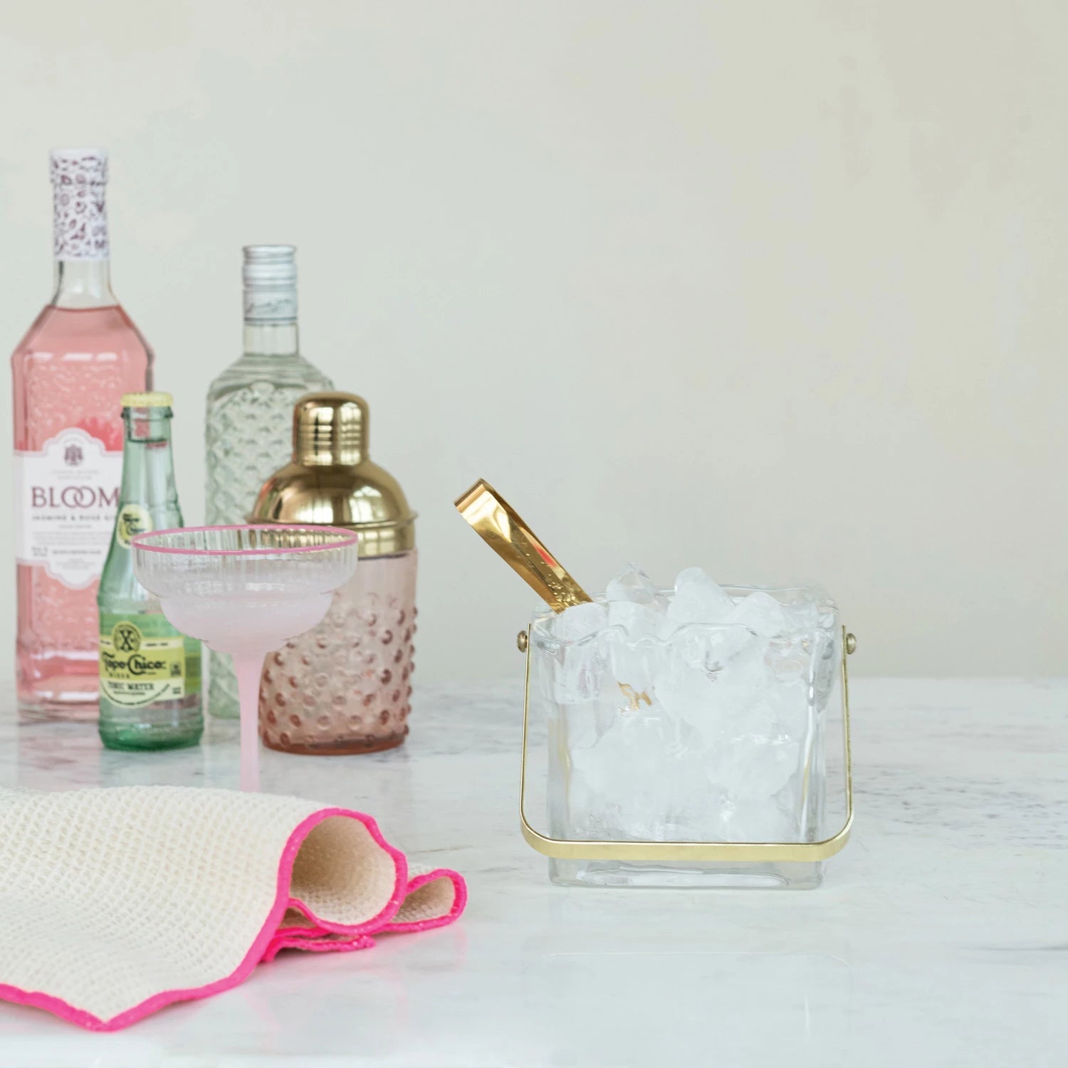 Glass Ice Bucket with Tongs - Box Turtle
