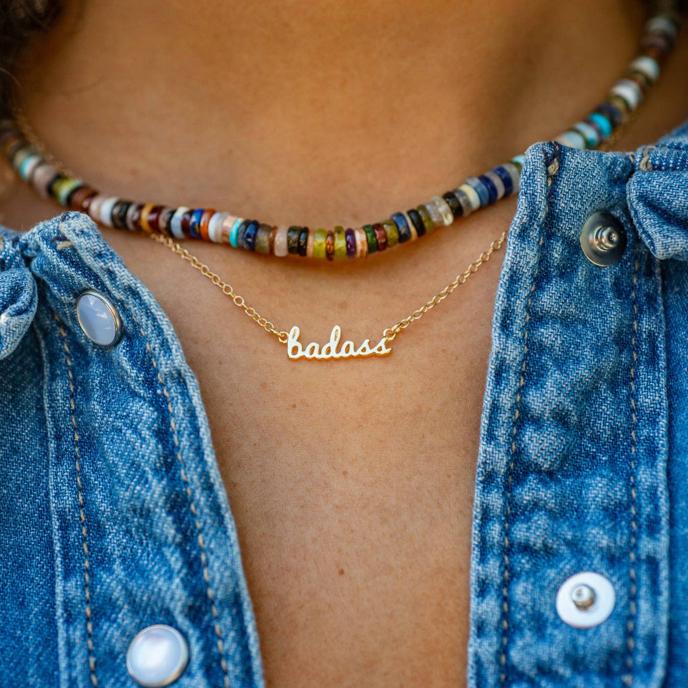 Gold Badass Charm Necklace - Box Turtle