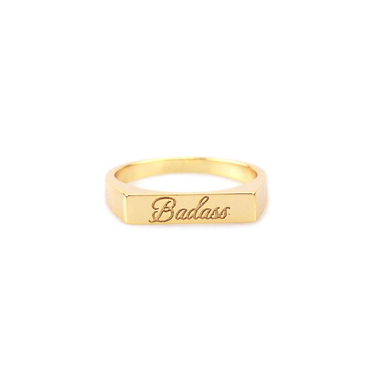 Gold Badass Engraved Ring - Box Turtle