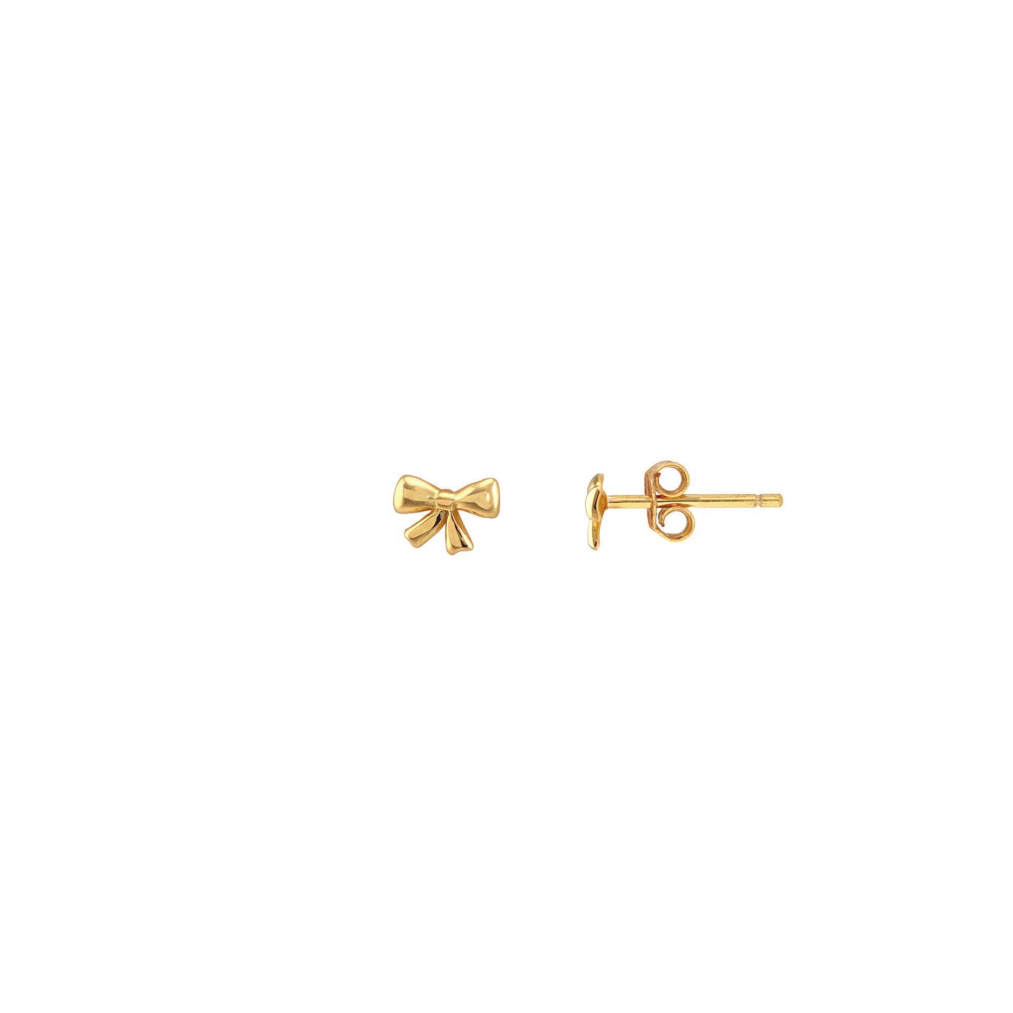 Gold Bow Studs - Box Turtle
