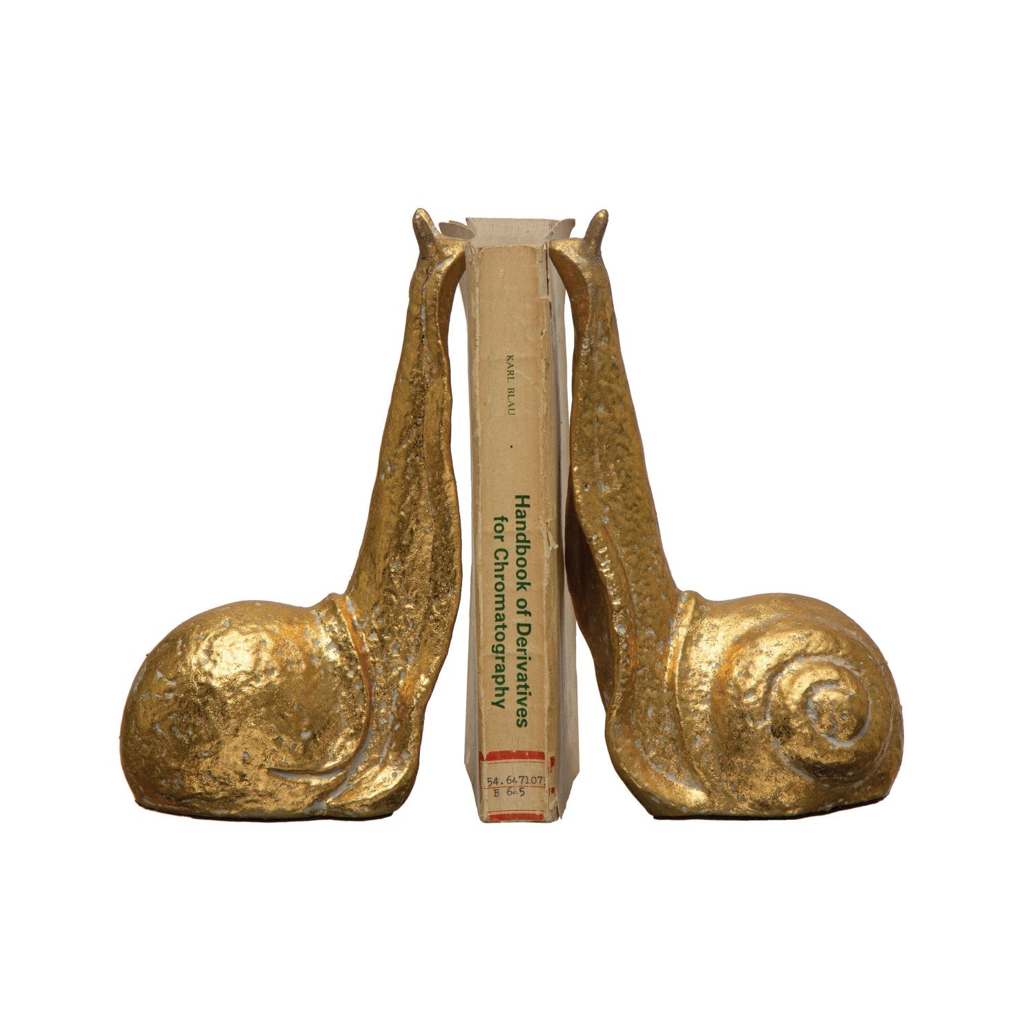 Gold Cast Iron Snail Bookends - Box Turtle