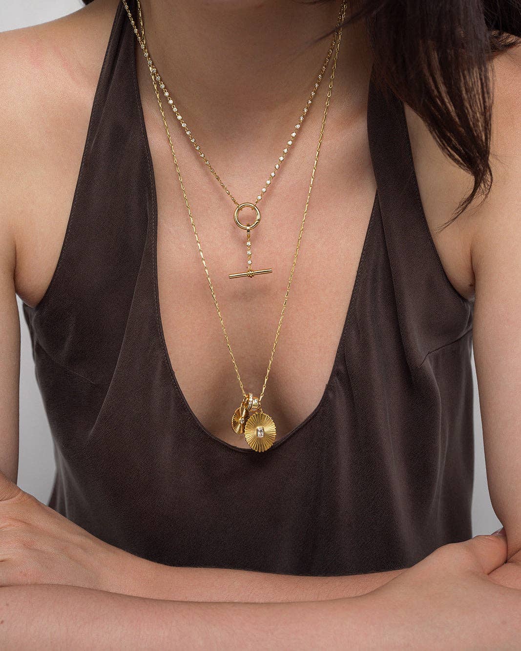 Gold Cora Fluted Charm - Box Turtle