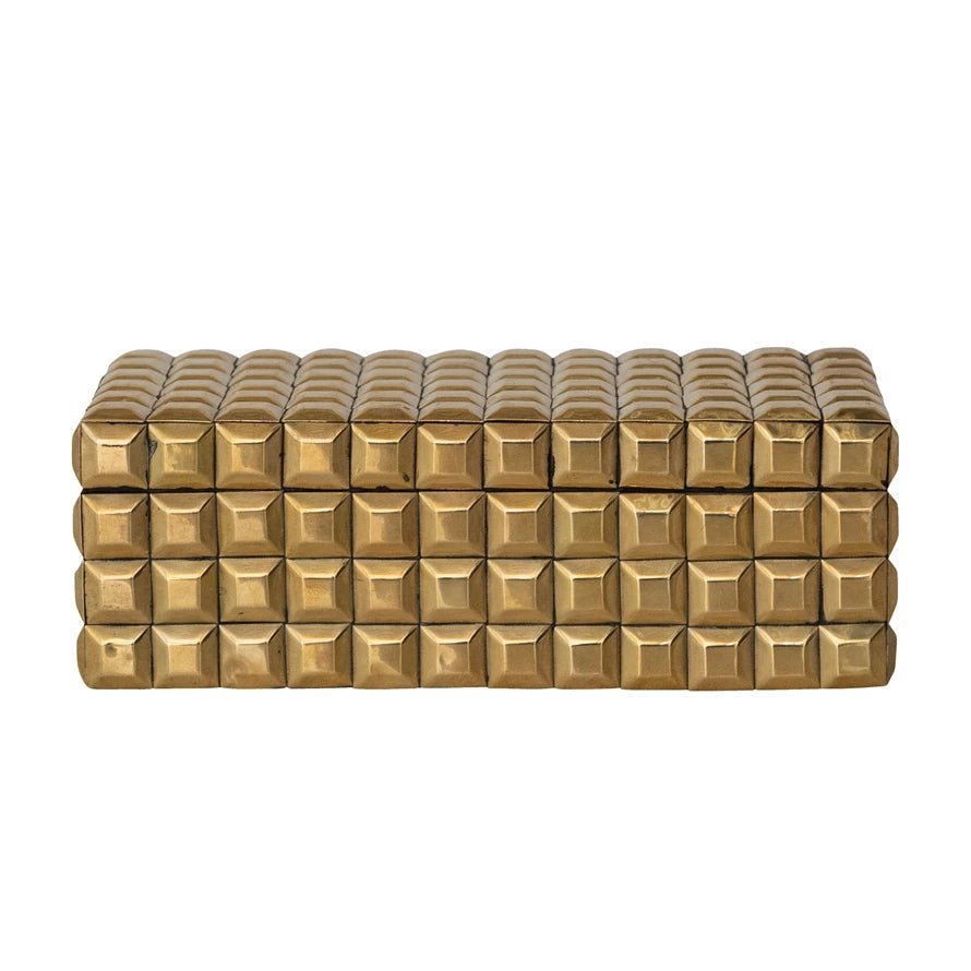 Gold Finish Brass Studded Box - Box Turtle