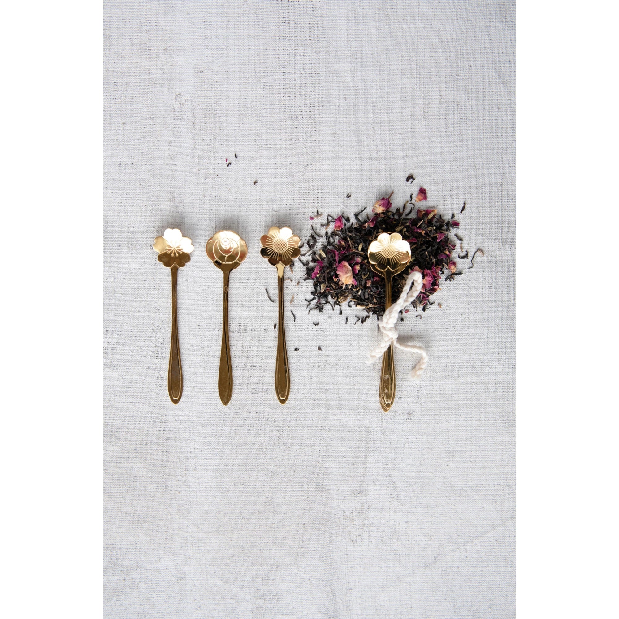 Gold Flower Spoon - Box Turtle