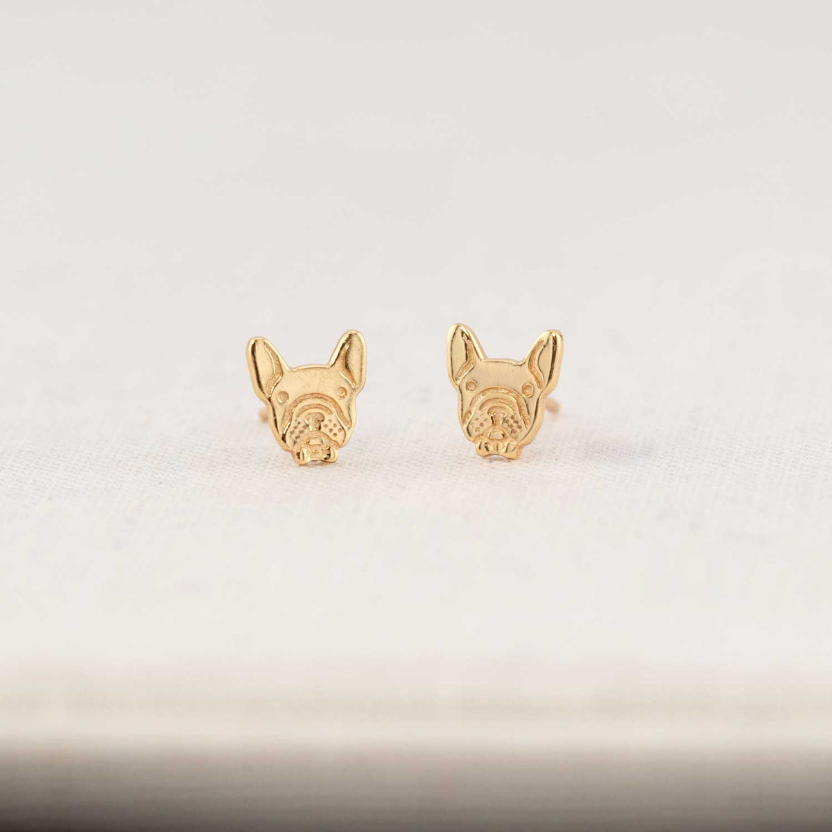 Gold French Bulldog Studs - Box Turtle