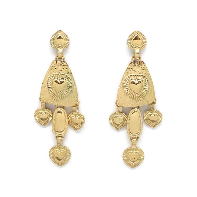 Gold Heart Dangle Earrings - Box Turtle