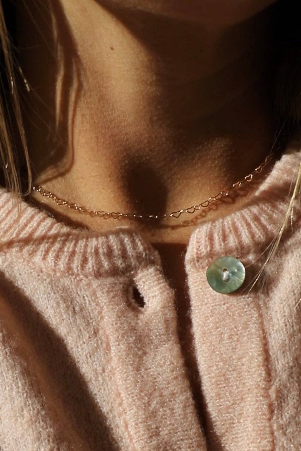 Gold Heart Link Necklace - Box Turtle