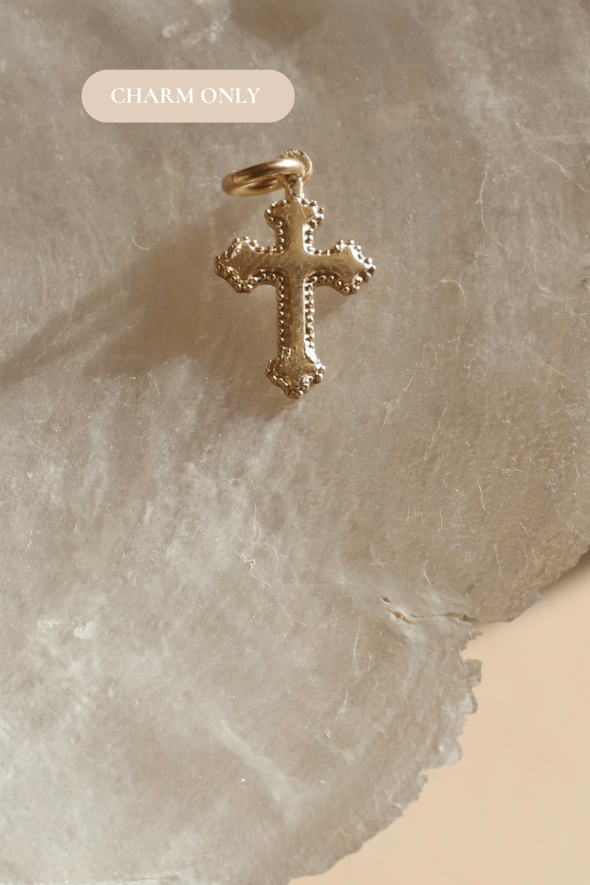 Gold Heirloom Dotted Cross Charm - Box Turtle