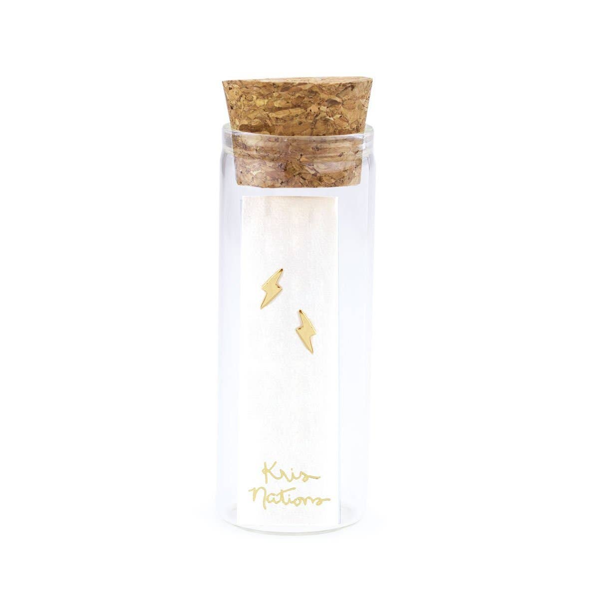 Gold Lightning Bolt Studs - Box Turtle