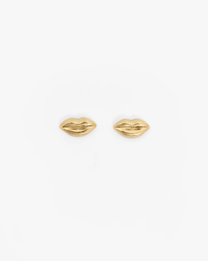 Gold Lip Stud Earrings - Box Turtle