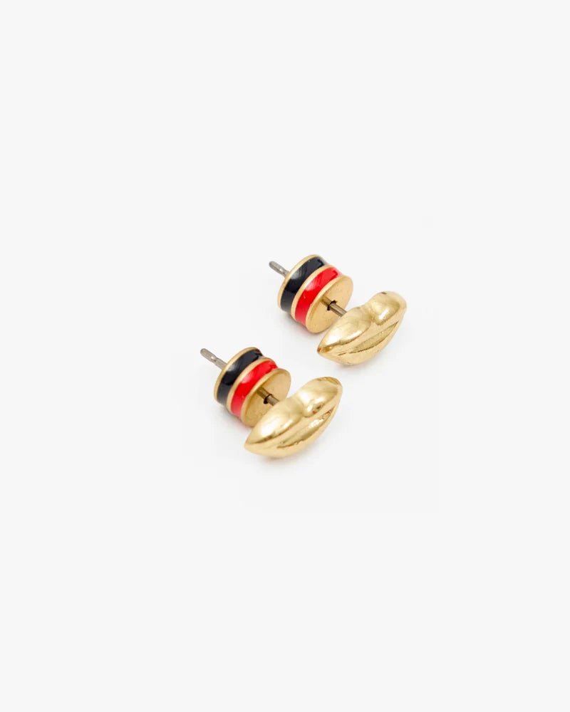 Gold Lip Stud Earrings - Box Turtle