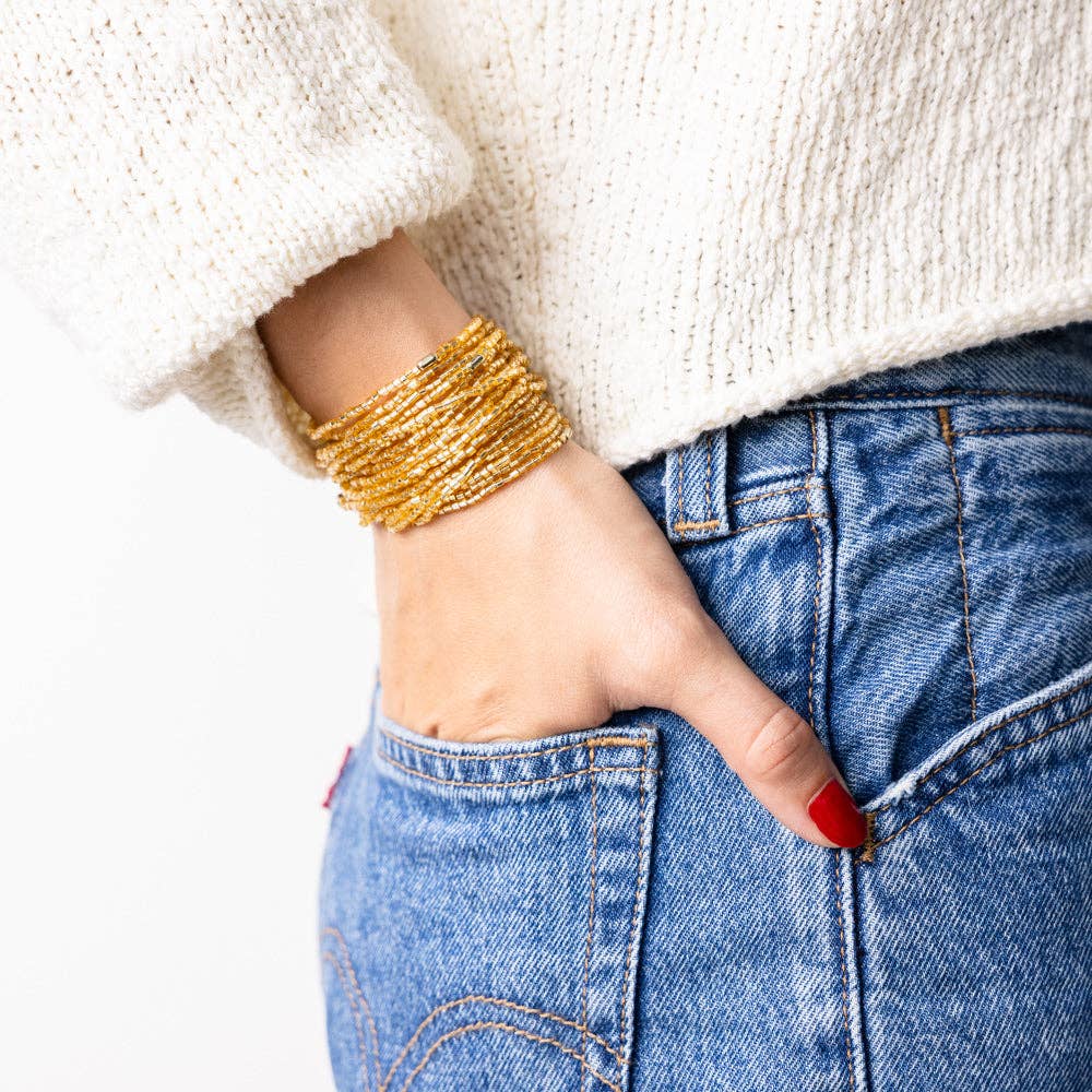 Gold Luxe Beaded Bracelet - Box Turtle
