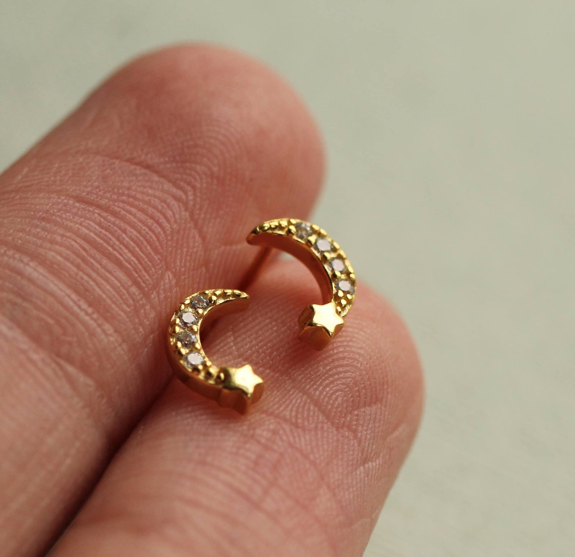 Gold Moon Studs - Box Turtle