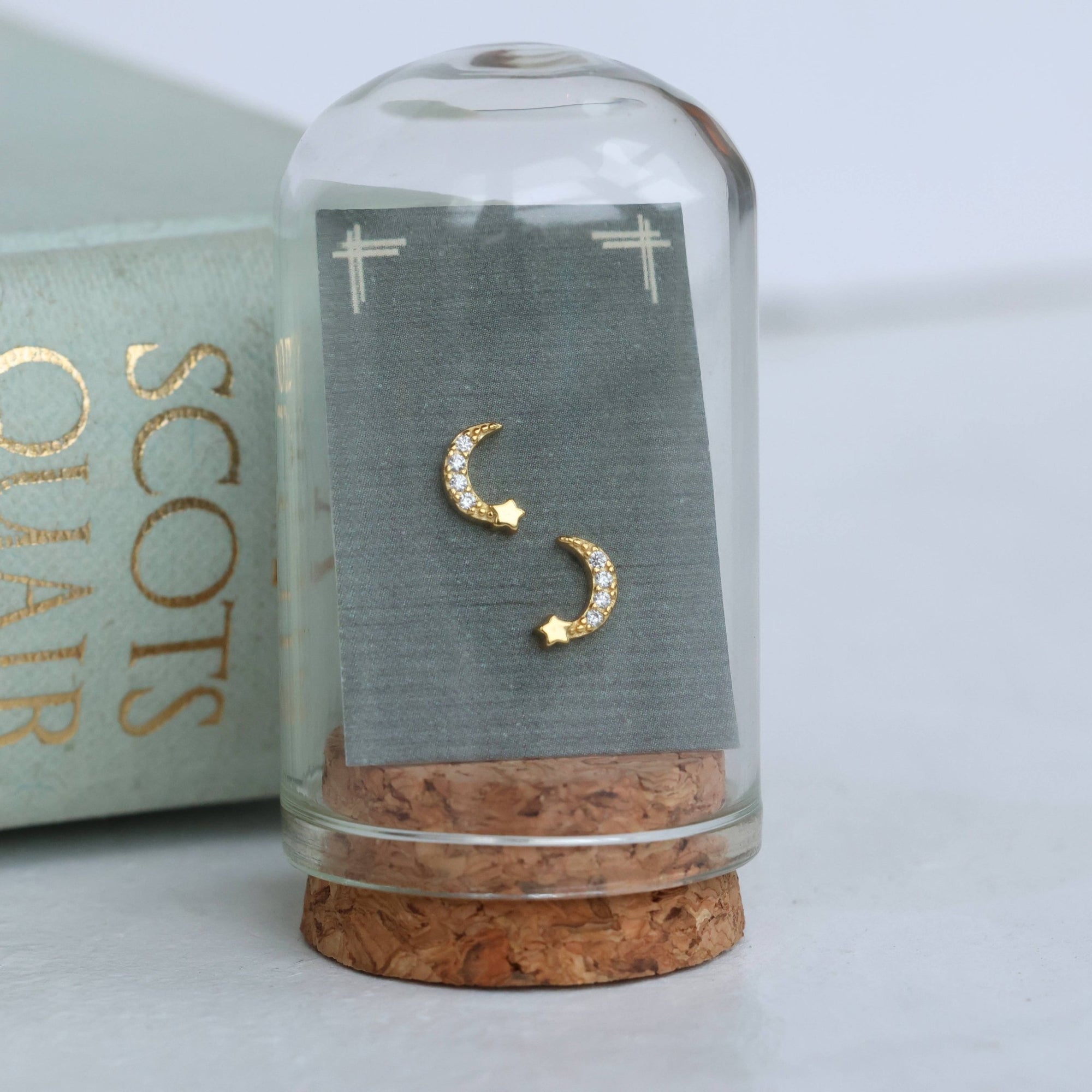 Gold Moon Studs - Box Turtle
