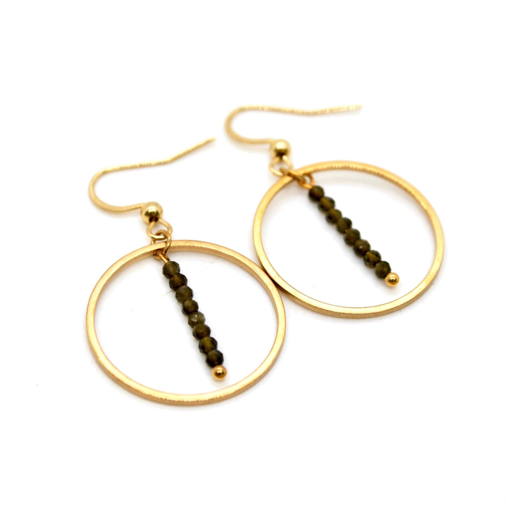 Gold Obsidian &amp; Gold Hoops - Box Turtle