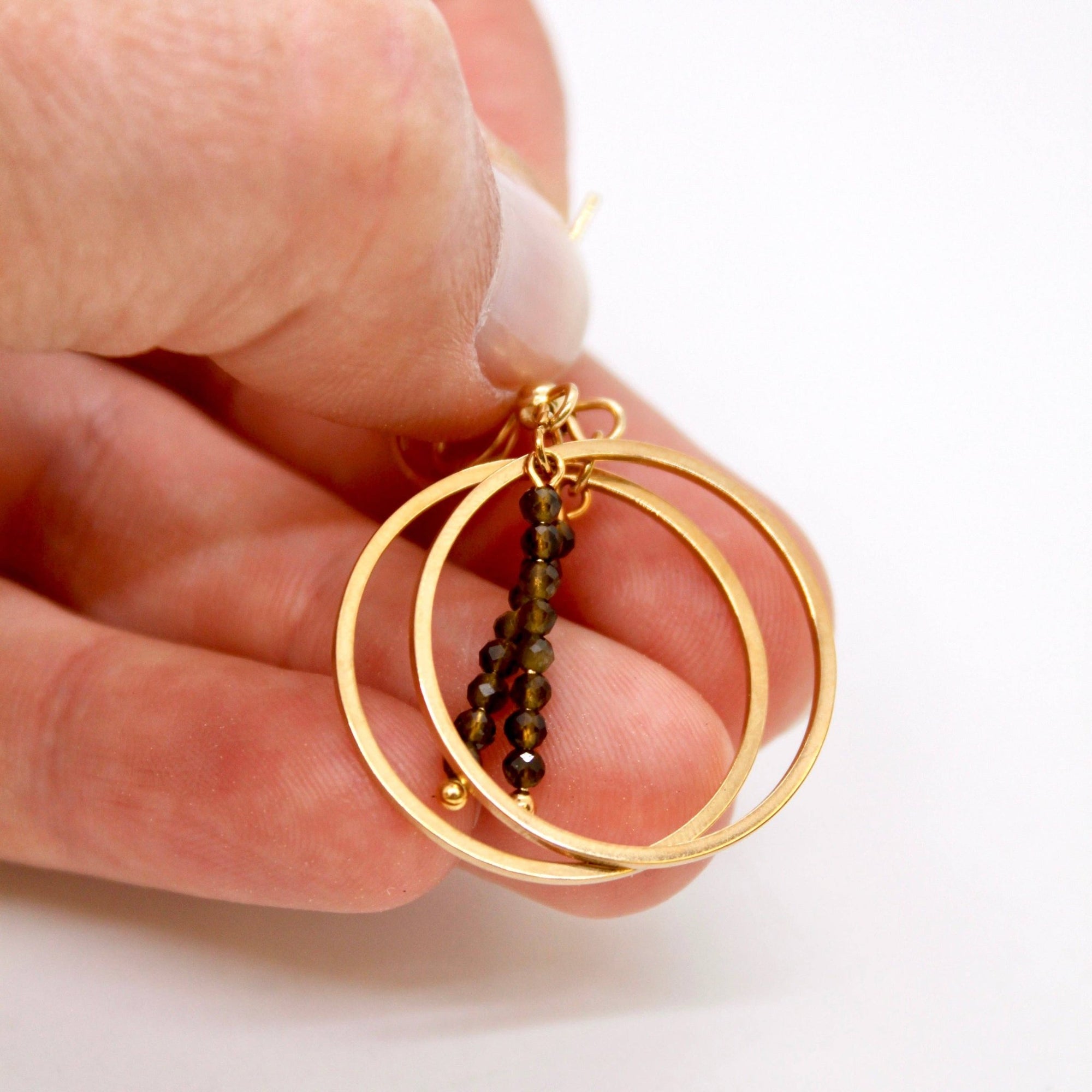 Gold Obsidian &amp; Gold Hoops - Box Turtle