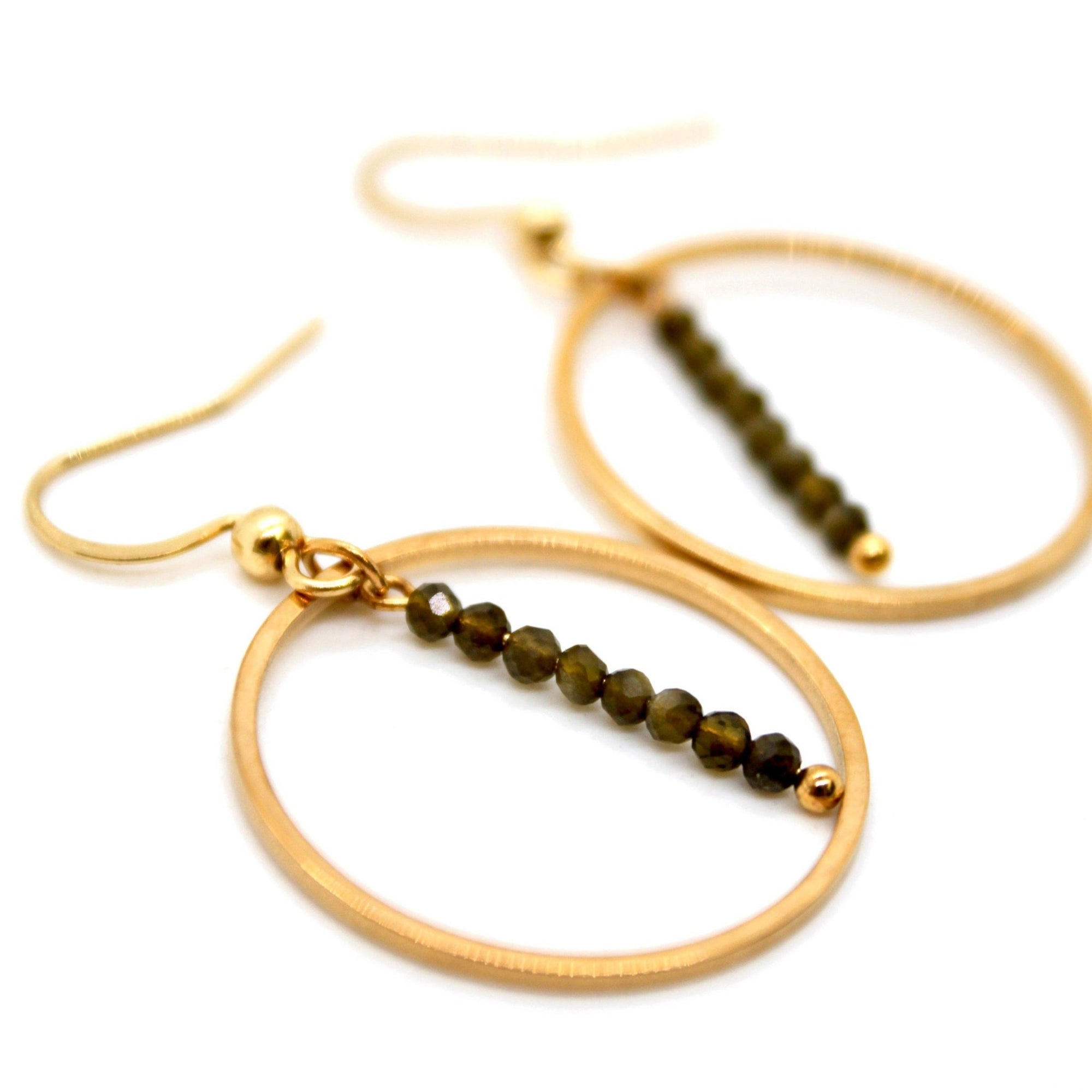 Gold Obsidian &amp; Gold Hoops - Box Turtle