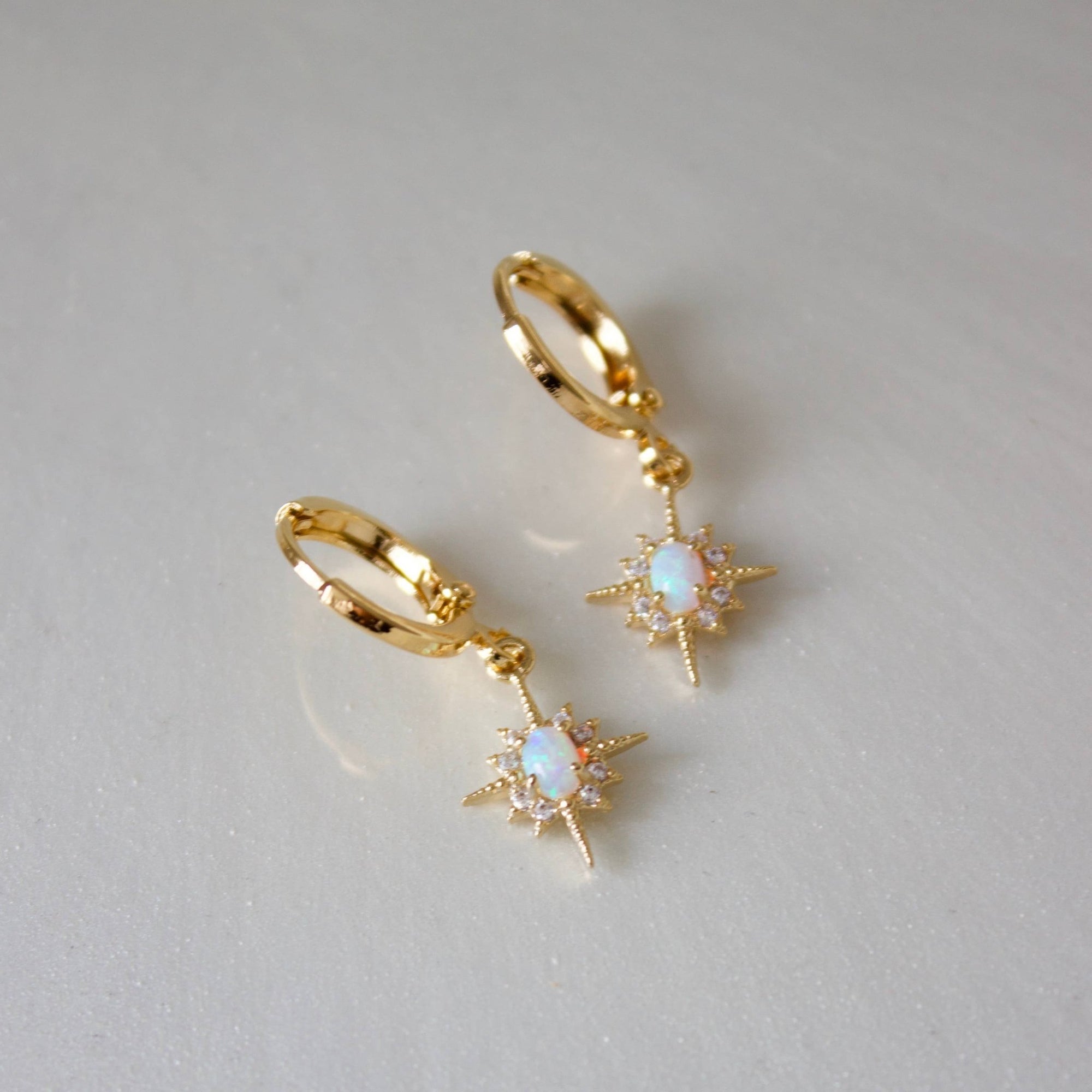 Gold Opalite Star Huggies - Box Turtle