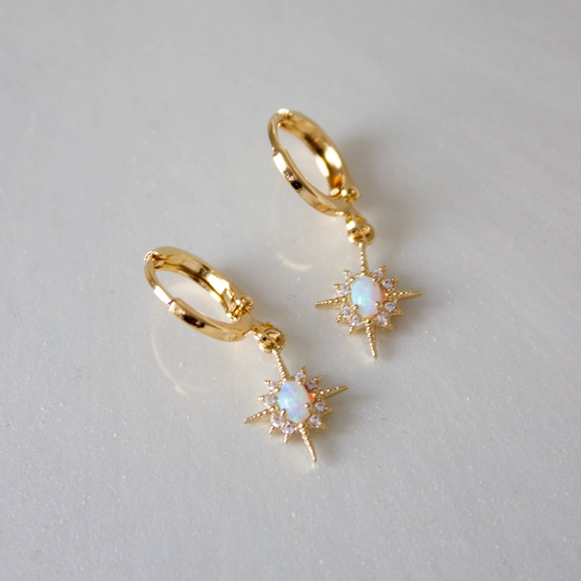 Gold Opalite Star Huggies - Box Turtle