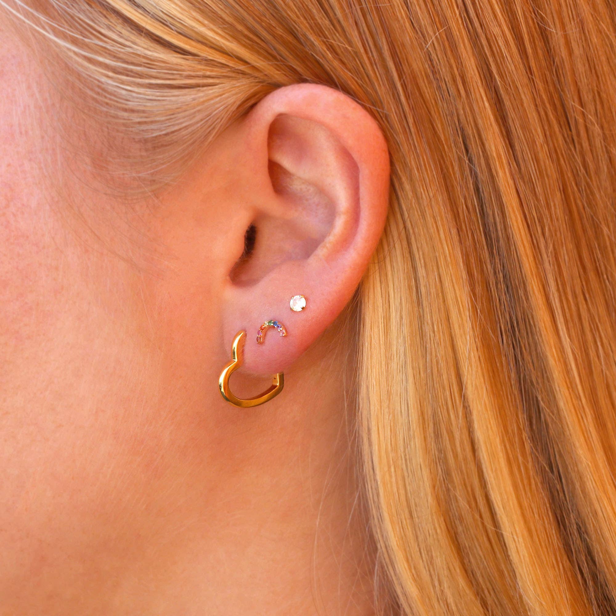 Gold Open Heart Huggie Hoops - Box Turtle