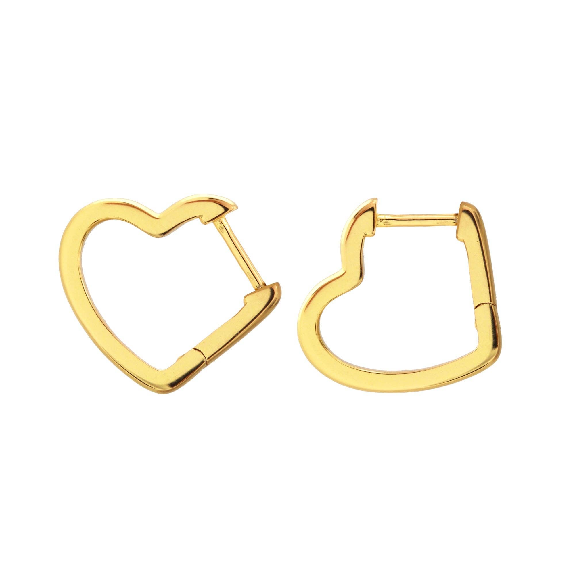 Gold Open Heart Huggie Hoops - Box Turtle