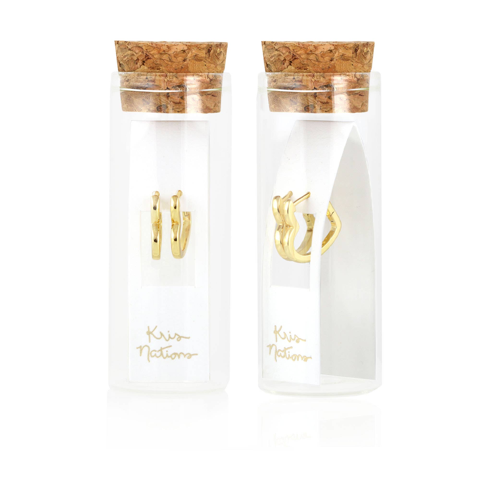 Gold Open Heart Huggie Hoops - Box Turtle