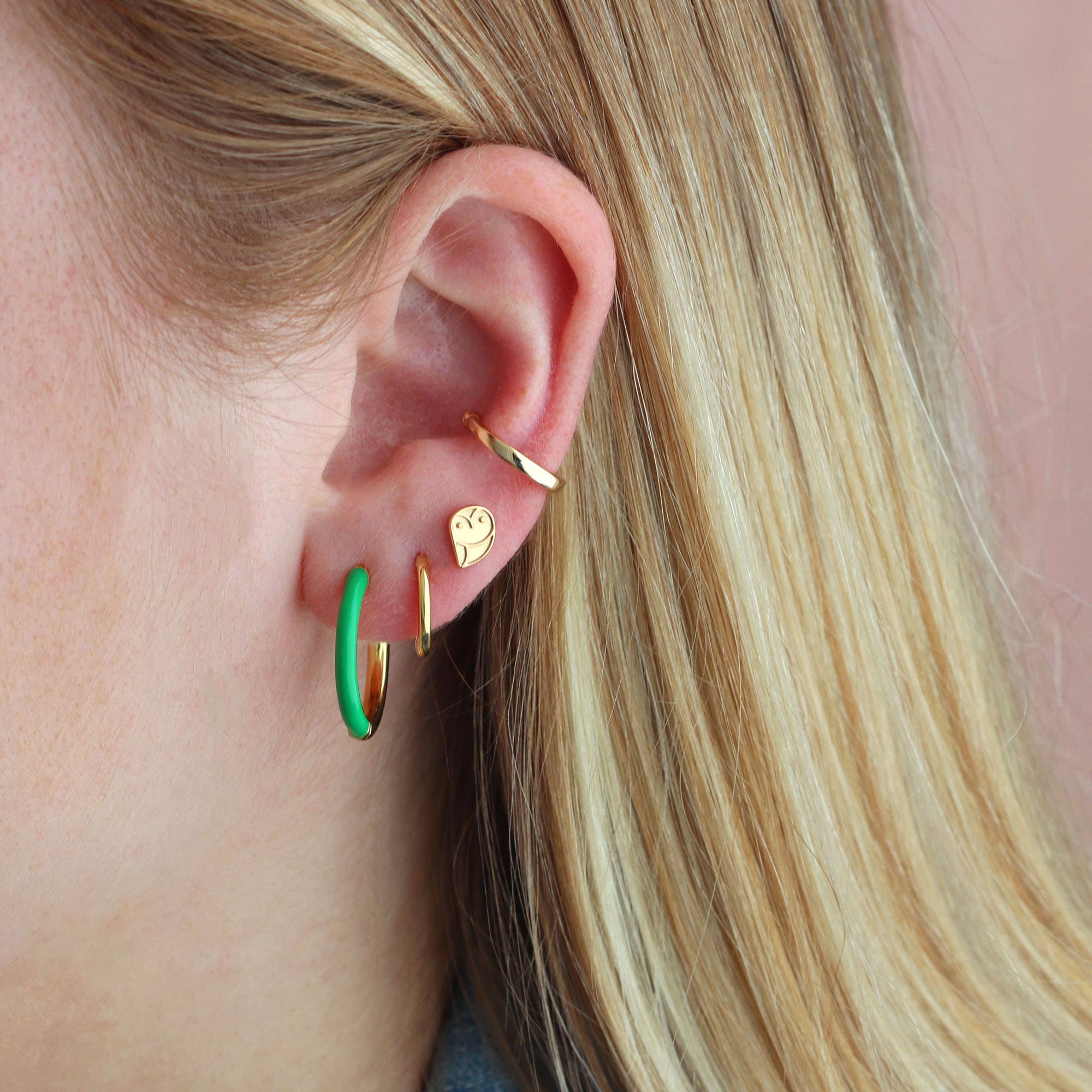 Gold Owl Studs - Box Turtle