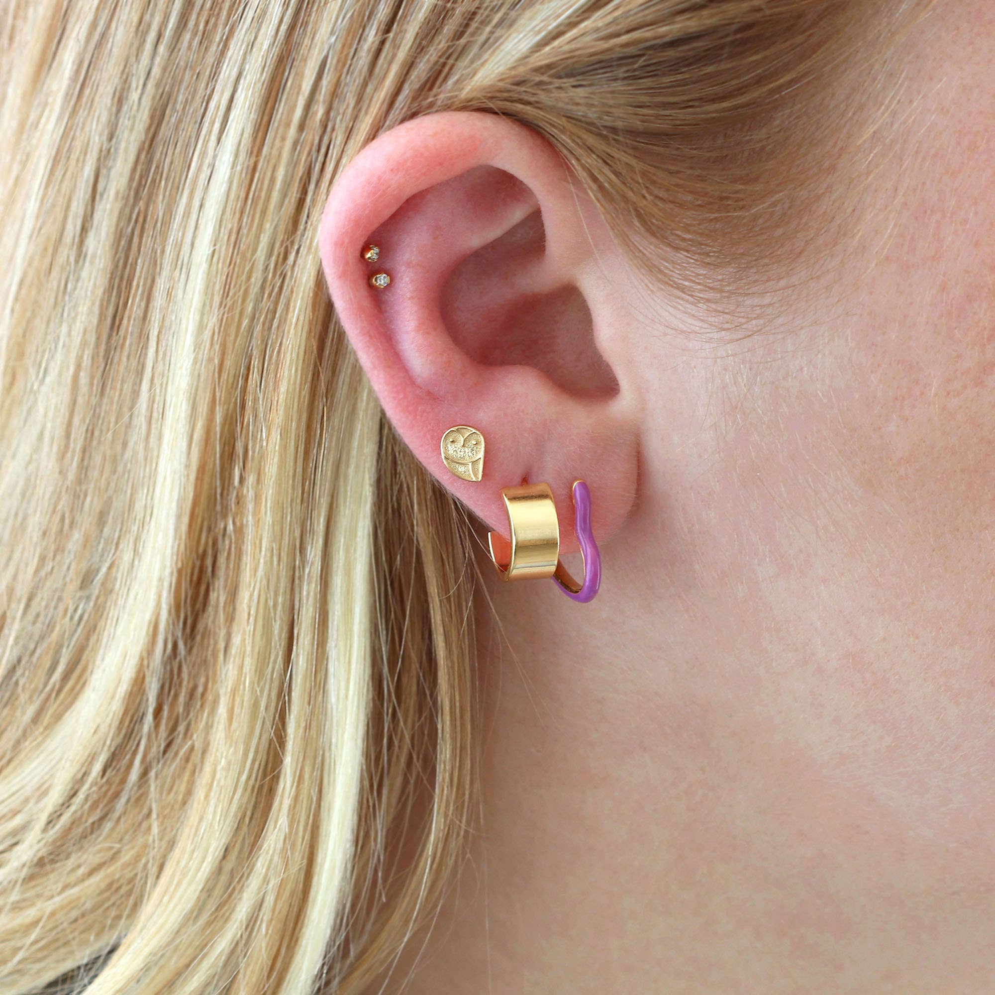 Gold Owl Studs - Box Turtle