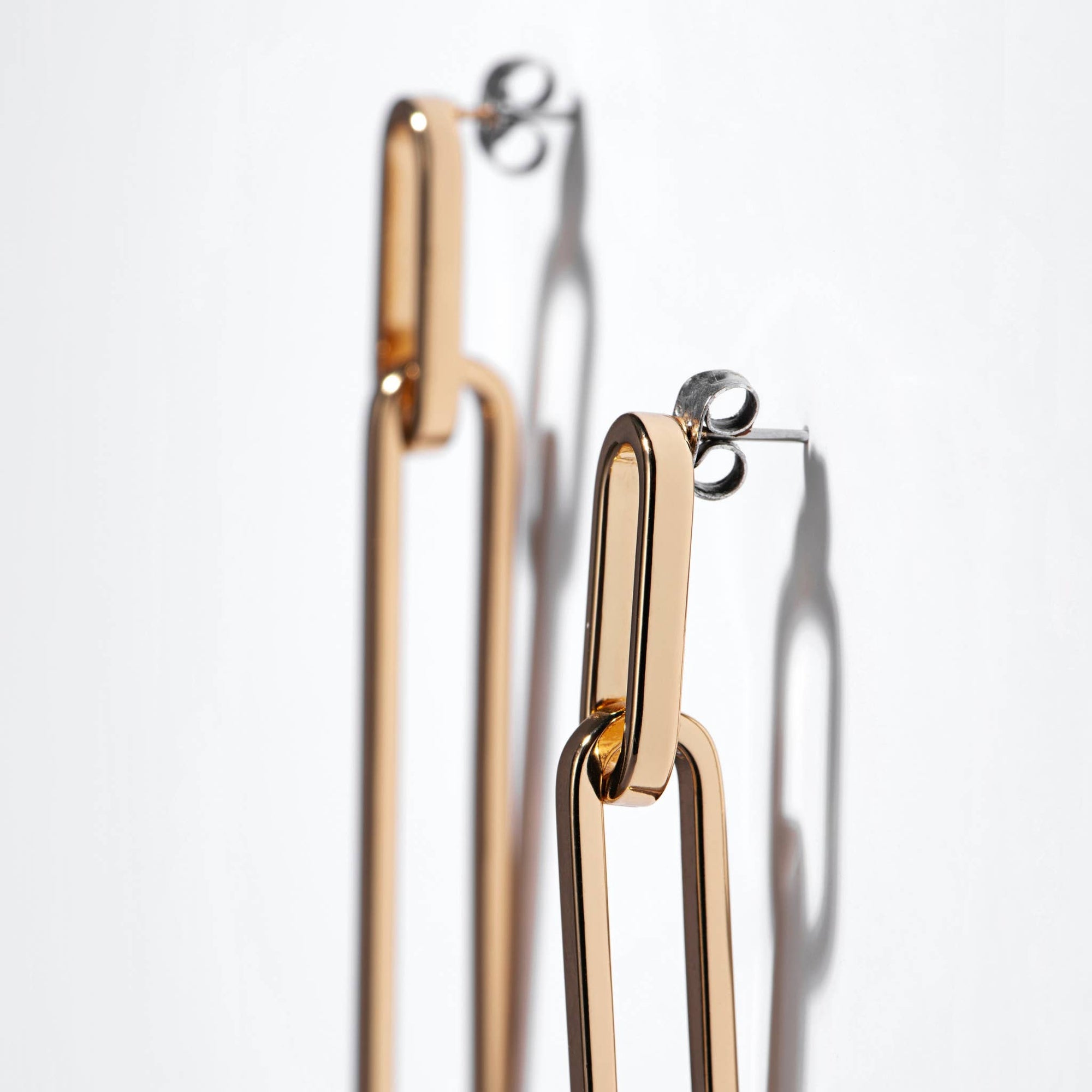 Gold - Plated Paperclip Drop Earrings - Box Turtle