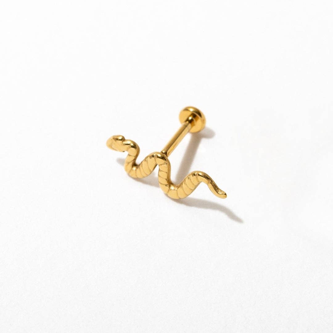 Gold Plated Snake Studs - Box Turtle