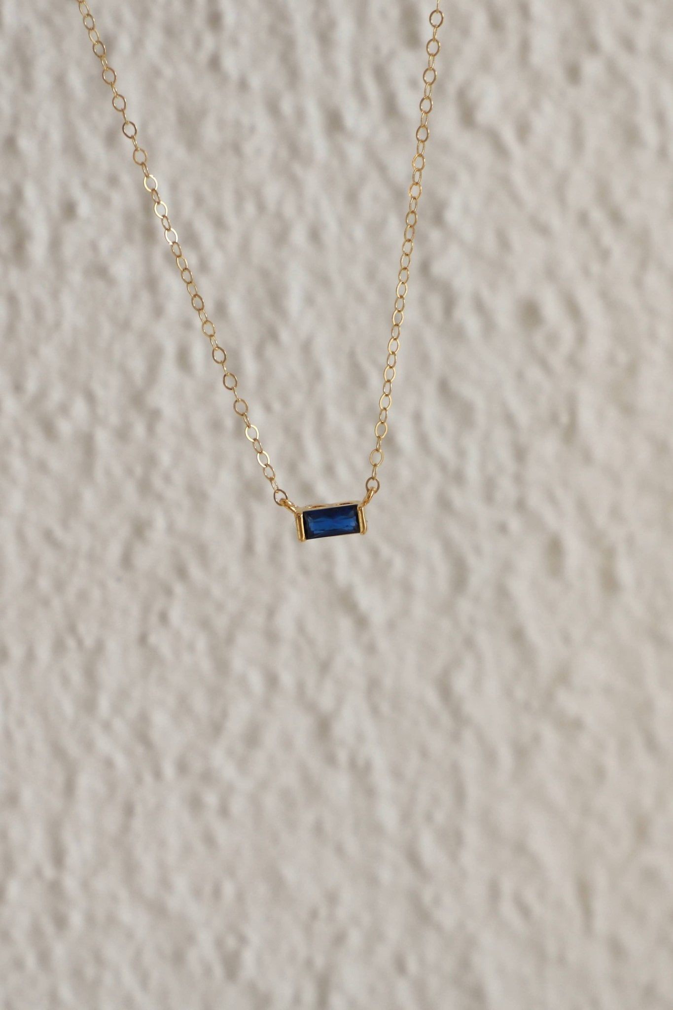 Gold & Sapphire CZ Necklace - Box Turtle