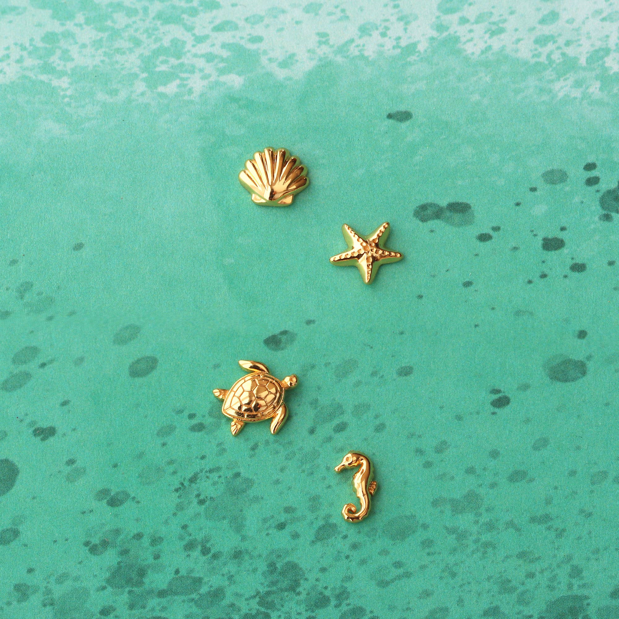 Gold Sea Turtle Studs - Box Turtle