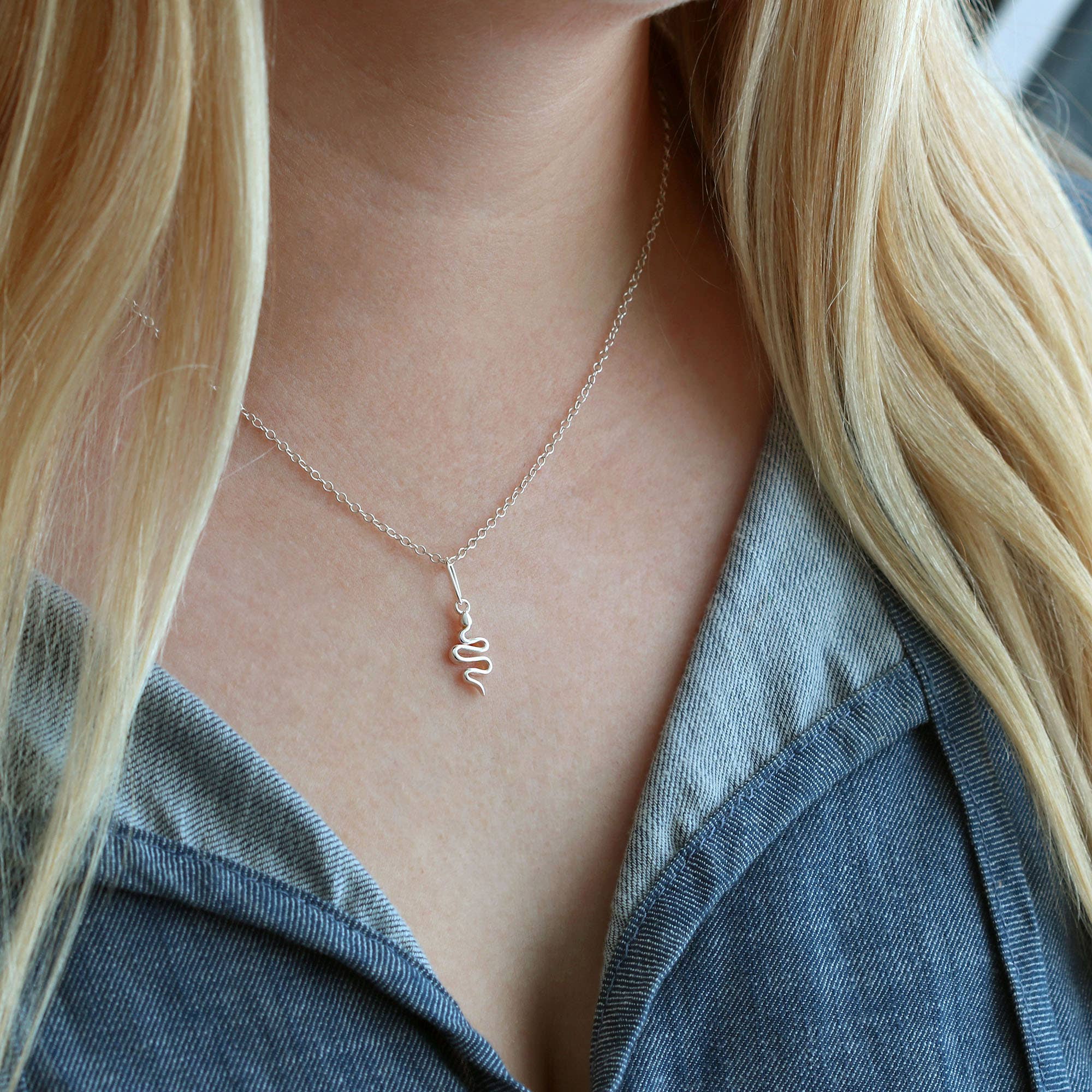 Gold Snake Charm Necklace - Box Turtle